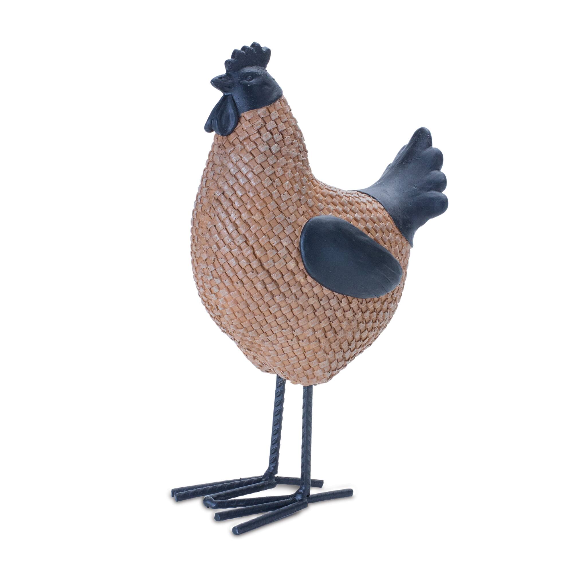 9&#x22; Wicker Hen &#x26; Rooster D&#xE9;cor Set