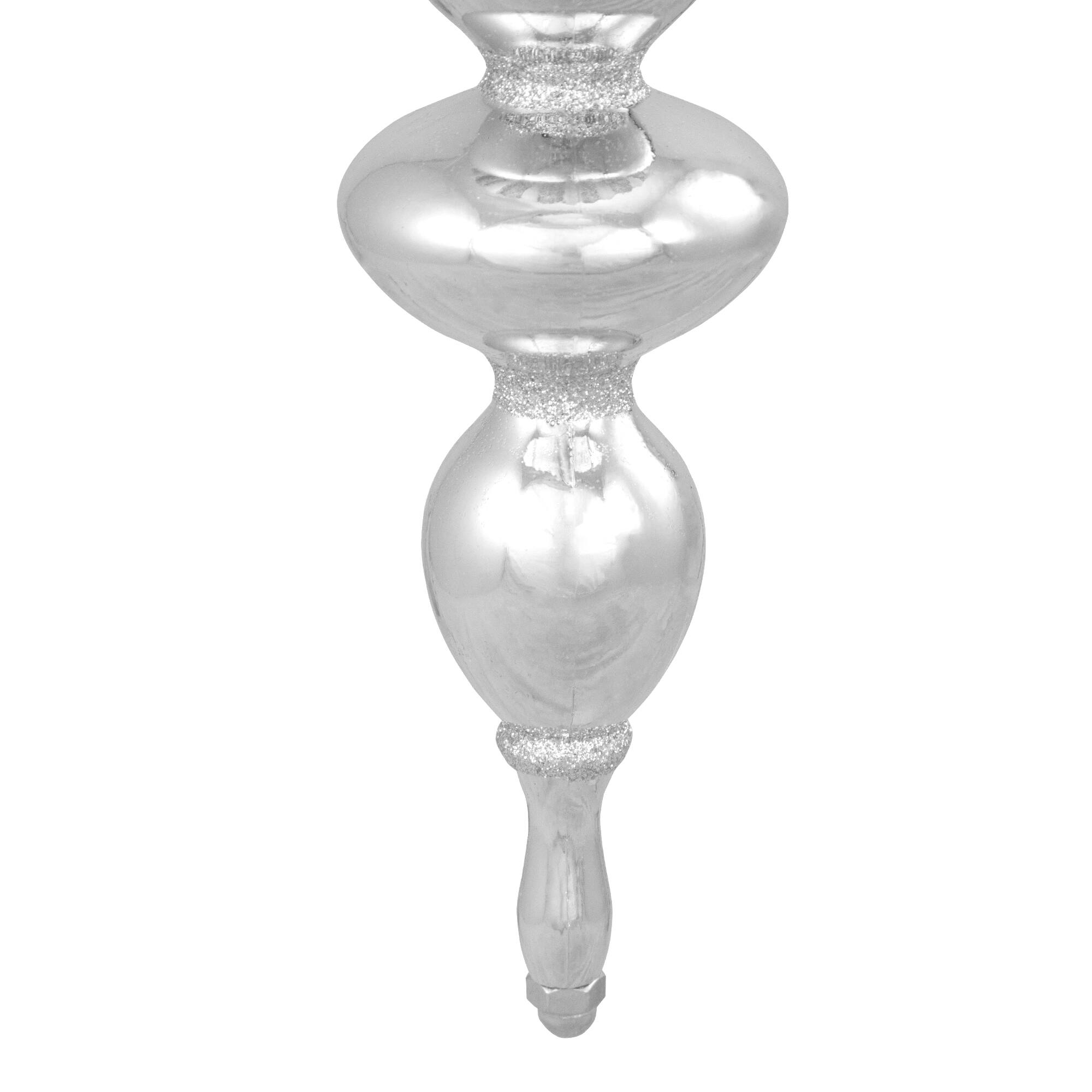 22" Silver Glittered Shatterproof Commercial Finial Christmas Ornament