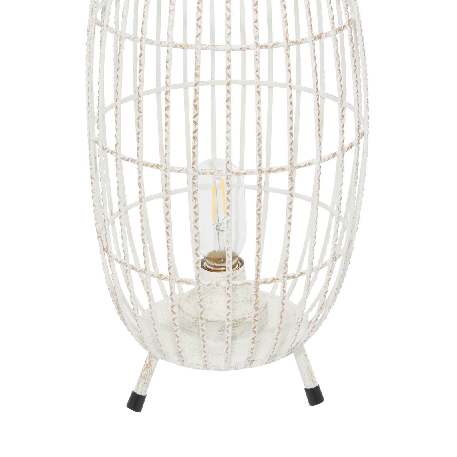 White Iron Modern Candle Holder Lantern, 16&#x22; x 9&#x22; x 9&#x22;