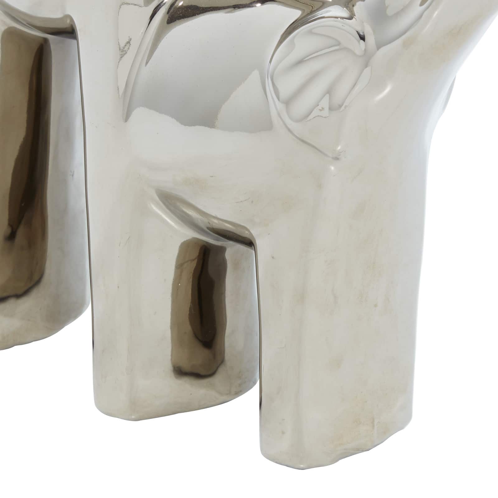14&#x22; Silver Ceramic Contemporary Elephant Sculpture
