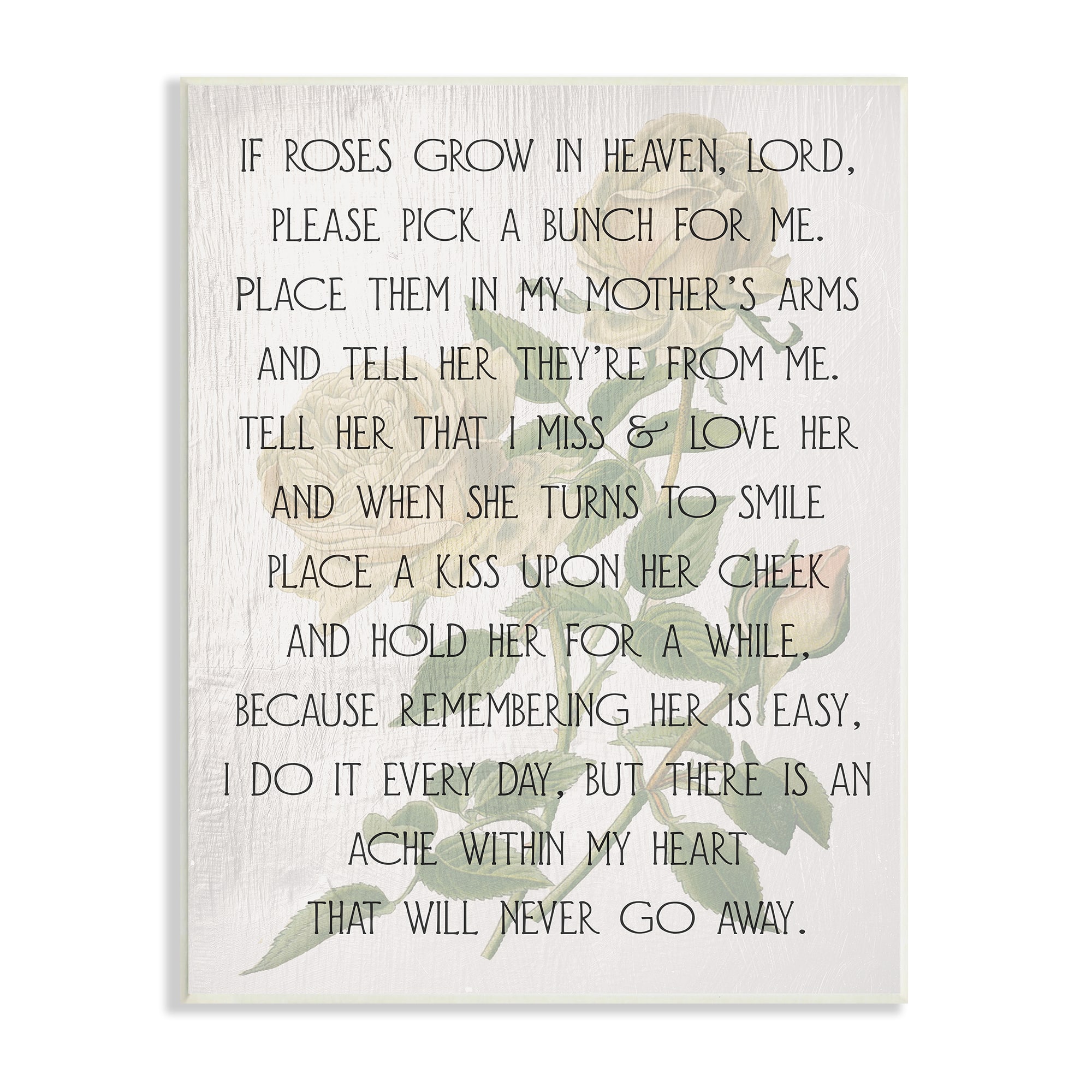 Stupell Industries If Roses Grow in Heaven Phrase Yellow Flower Wall Plaque