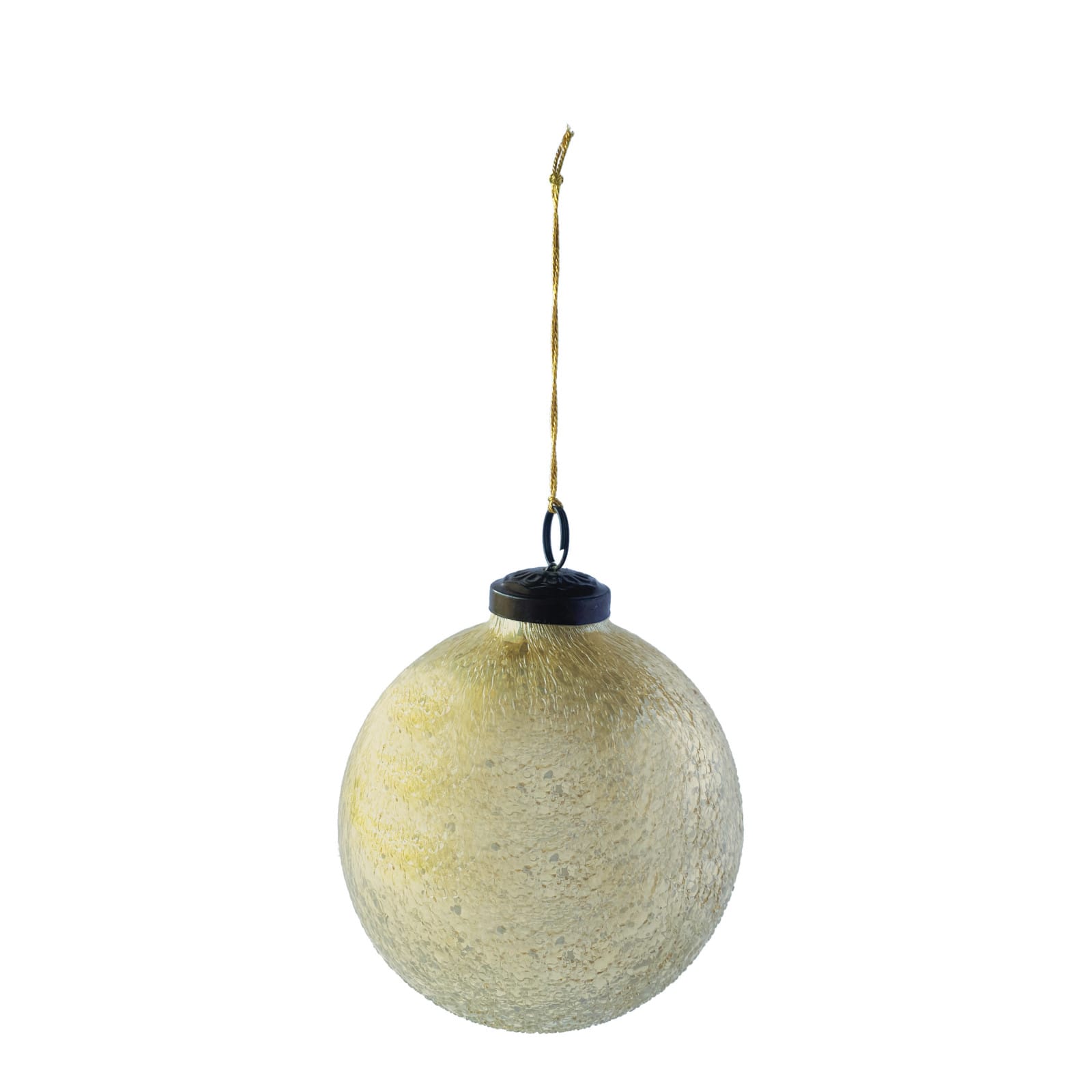 Hello Honey&#xAE; 5&#x22; Antique Gold Finish Glass Seeded Ball Ornament