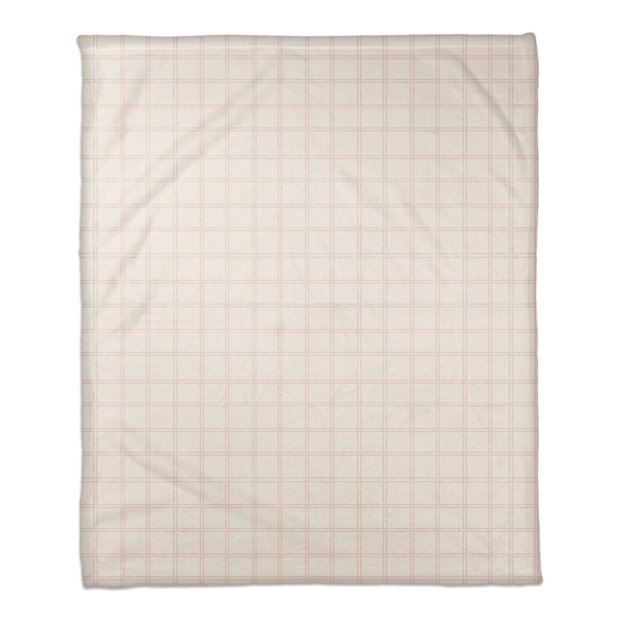 Pink Grid Pattern Fleece Blanket