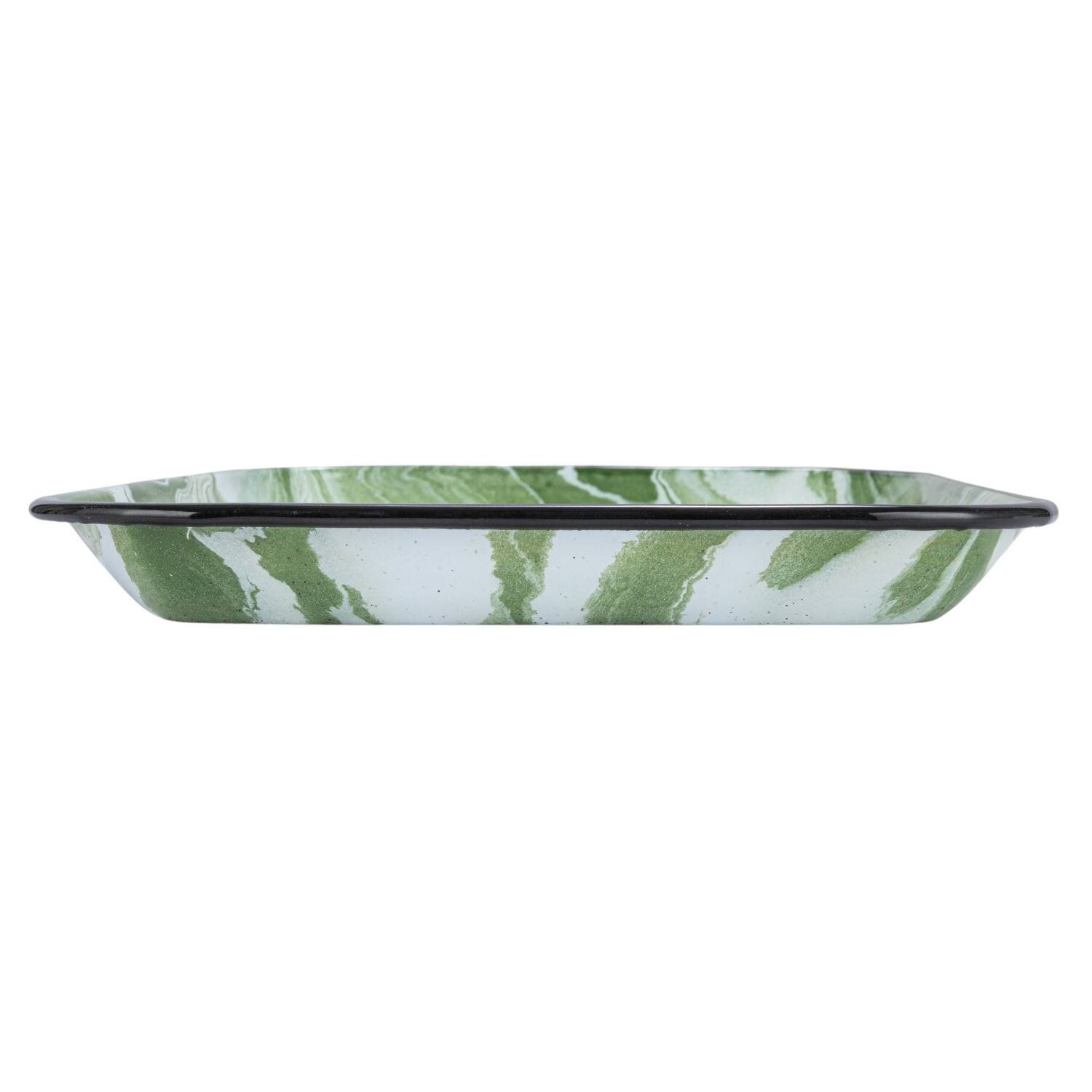 Hello Honey® 13.25" Green & White Marbled Enameled Serving Plate