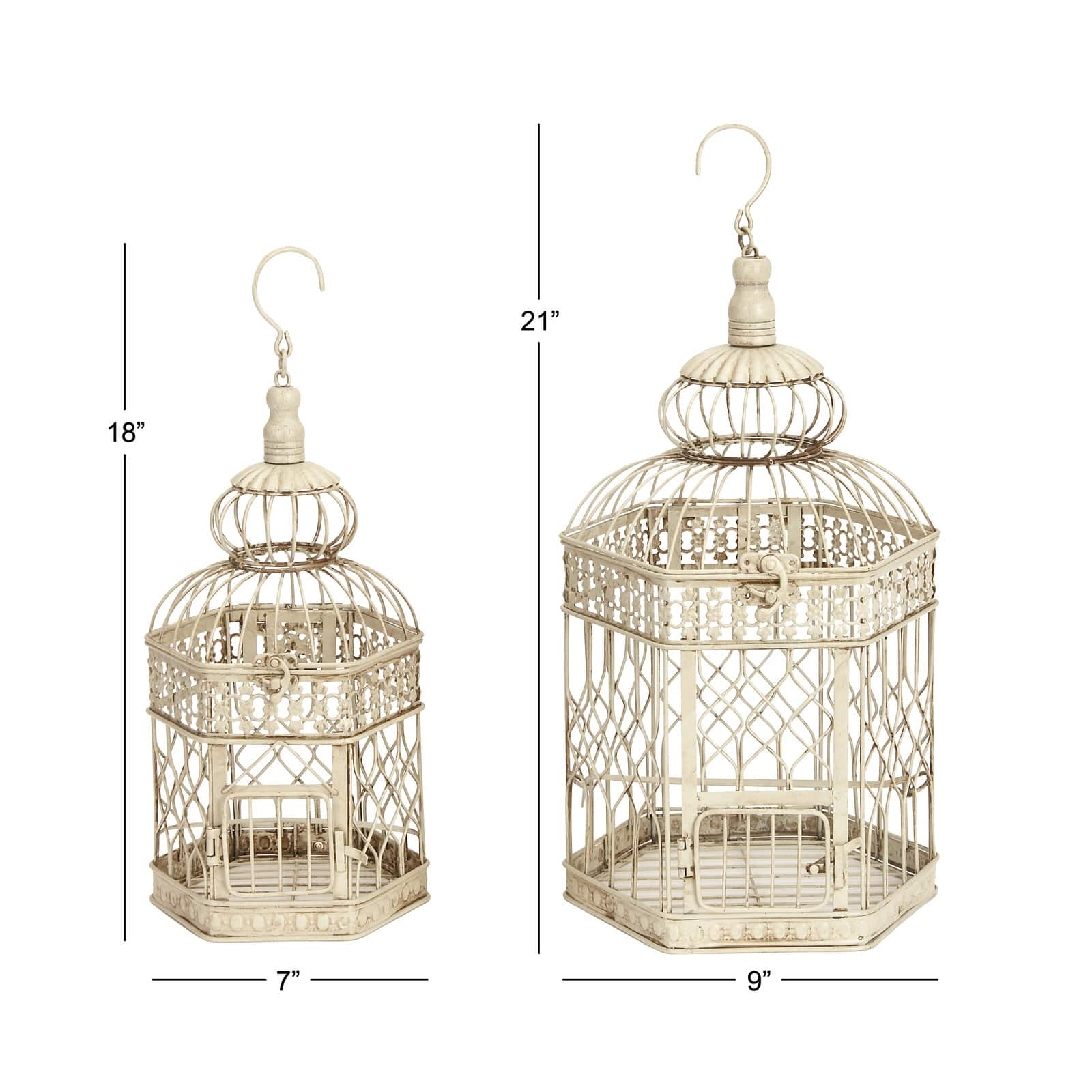 Cream Metal Vintage Birdcage Set