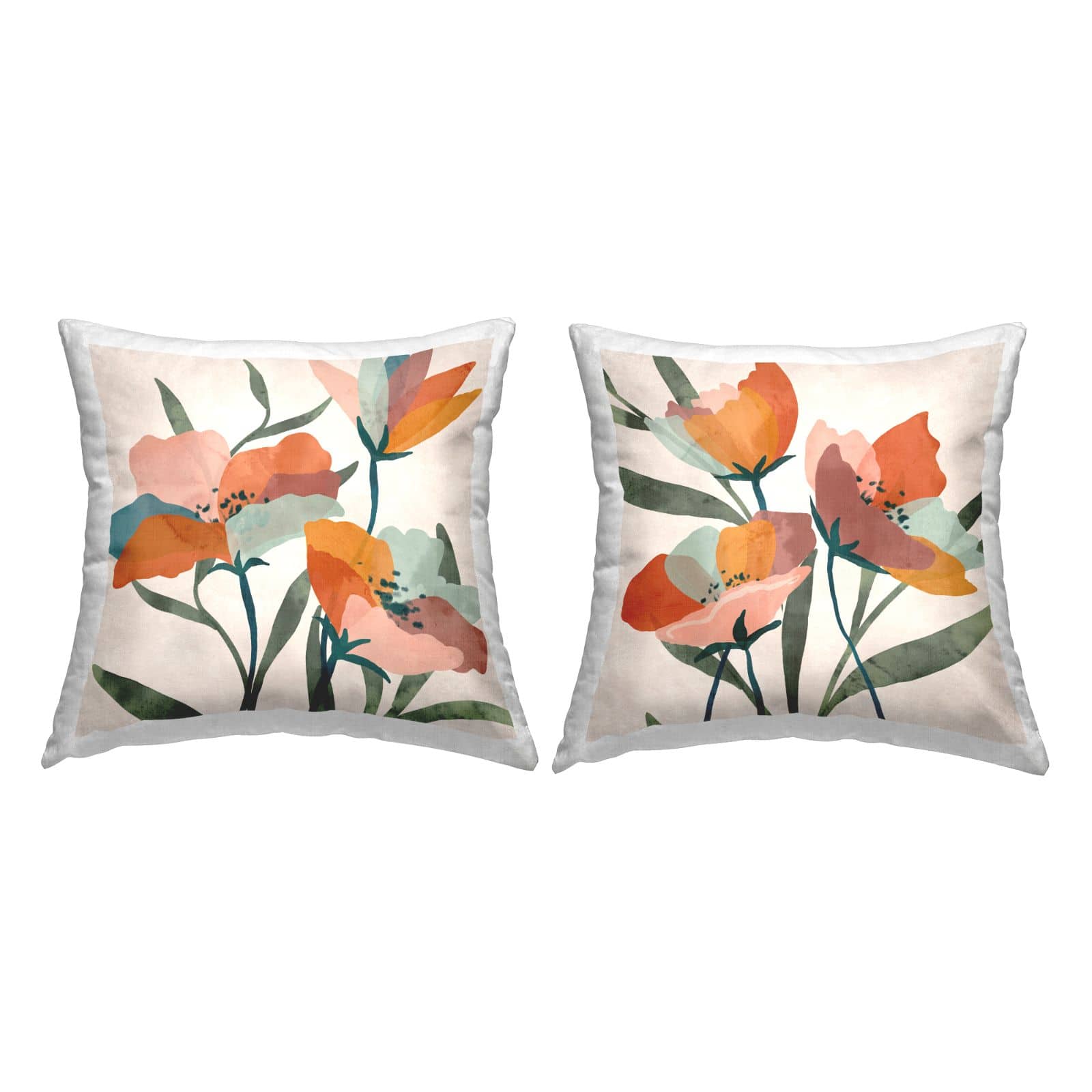 Stupell Industries Modern Vivid Blocked Flower Petal Botanicals 2 Pillow Set, 18" x 18"