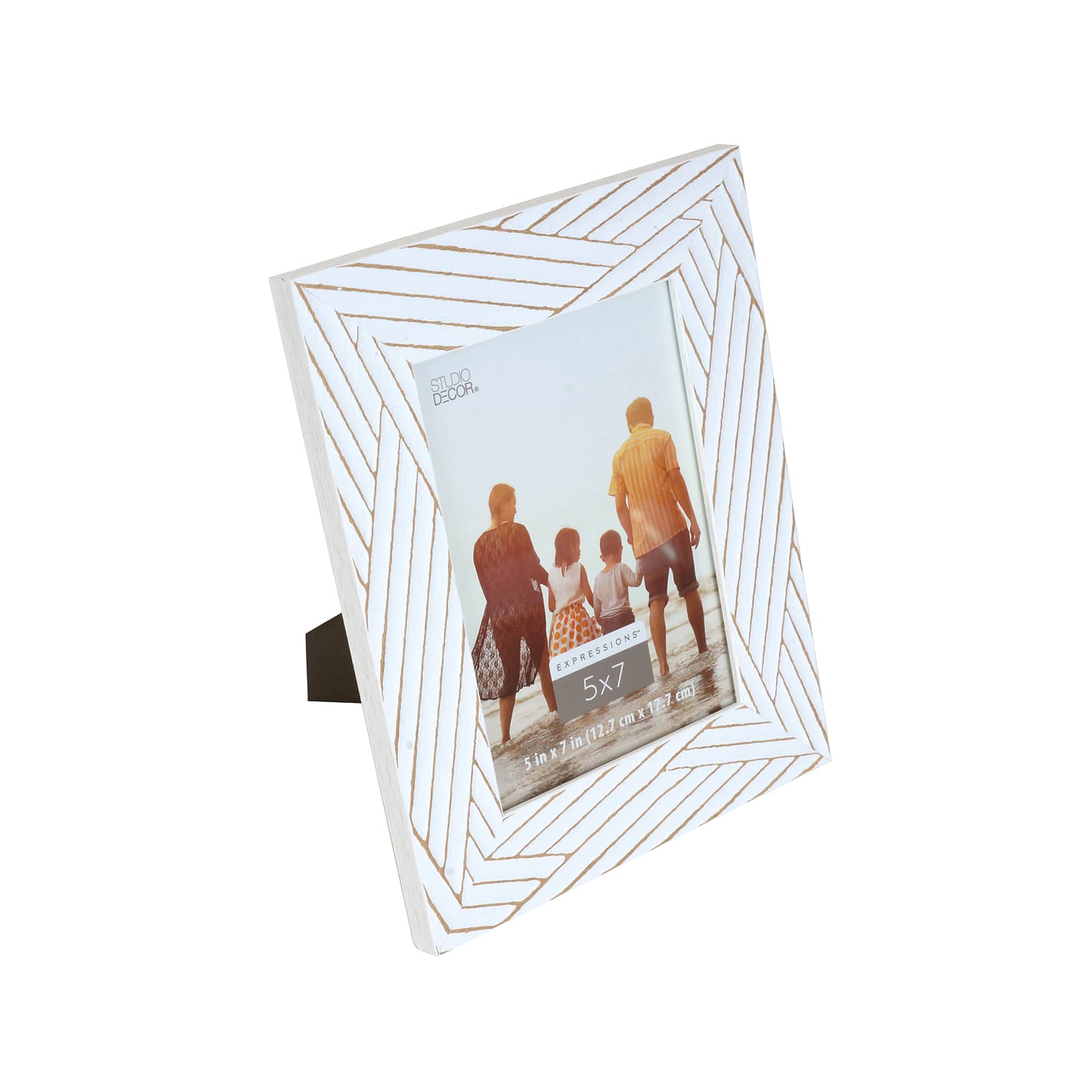 Expressions™ 5" x 7" White with Brown Lines Frame by Studio Décor®