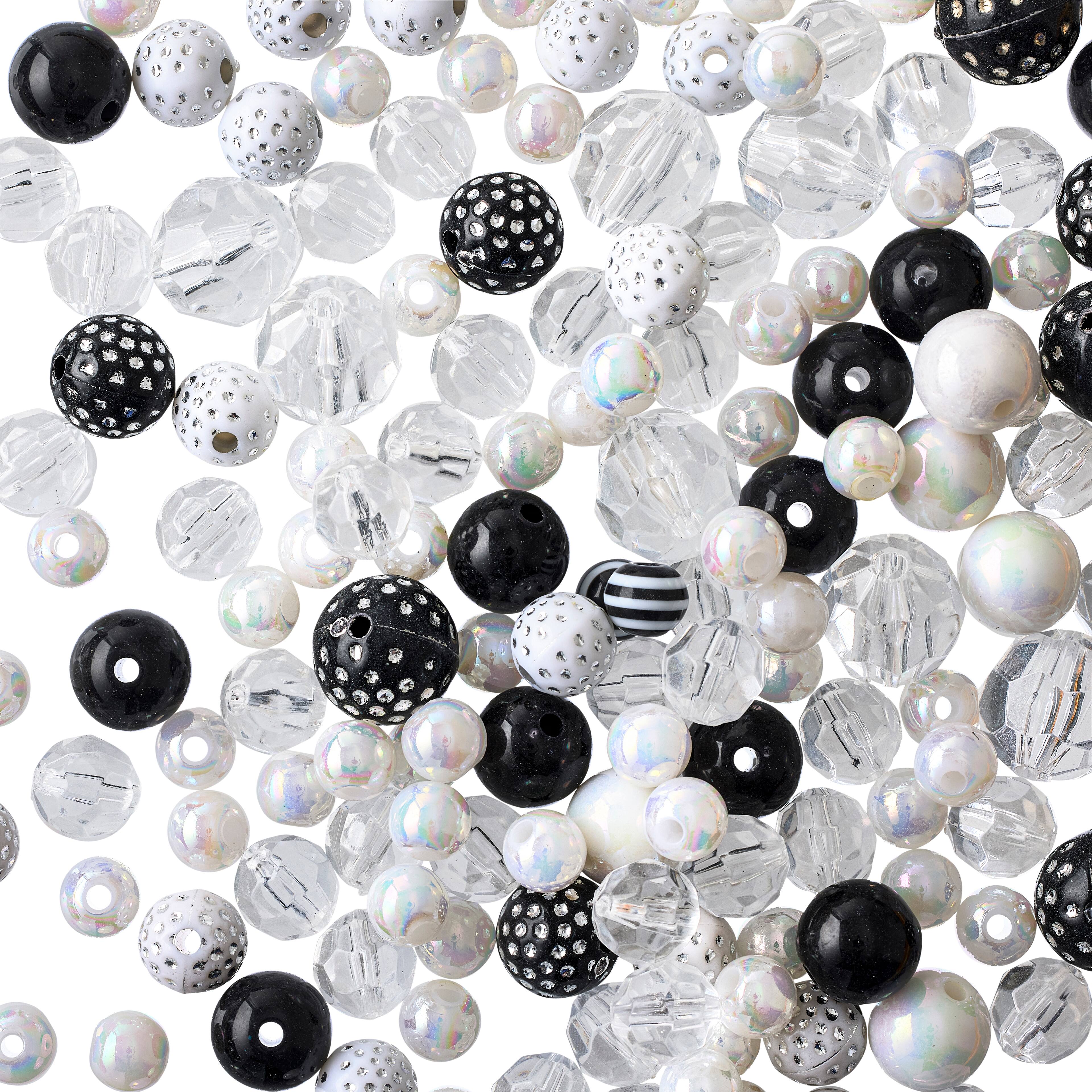 12 Pack: Mixed Black, Clear & White Craft Beads by Bead Landing™