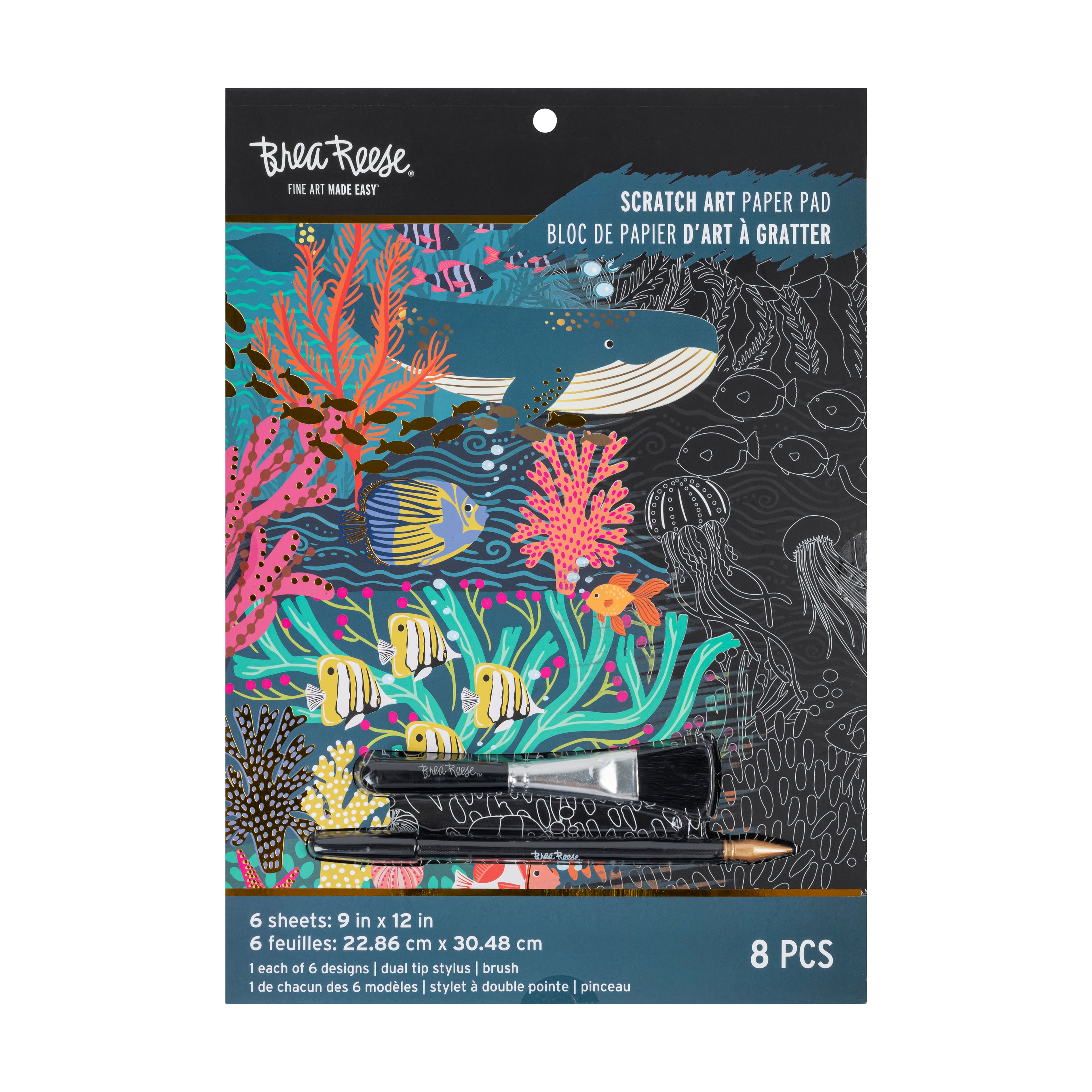 Brea Reese&#x2122; 9&#x22; x 12&#x22; Under the Sea Scratch Art Paper Pad