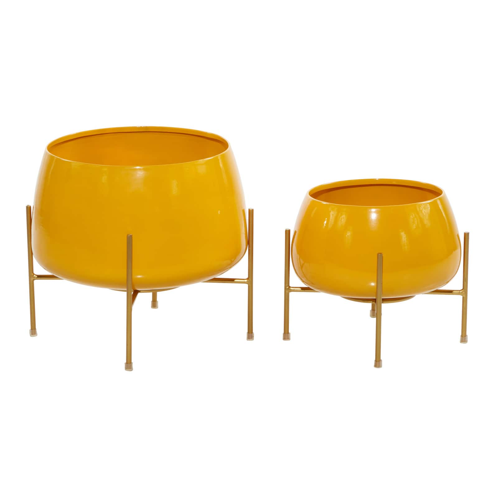 Metal Round Contemporary Planter Set