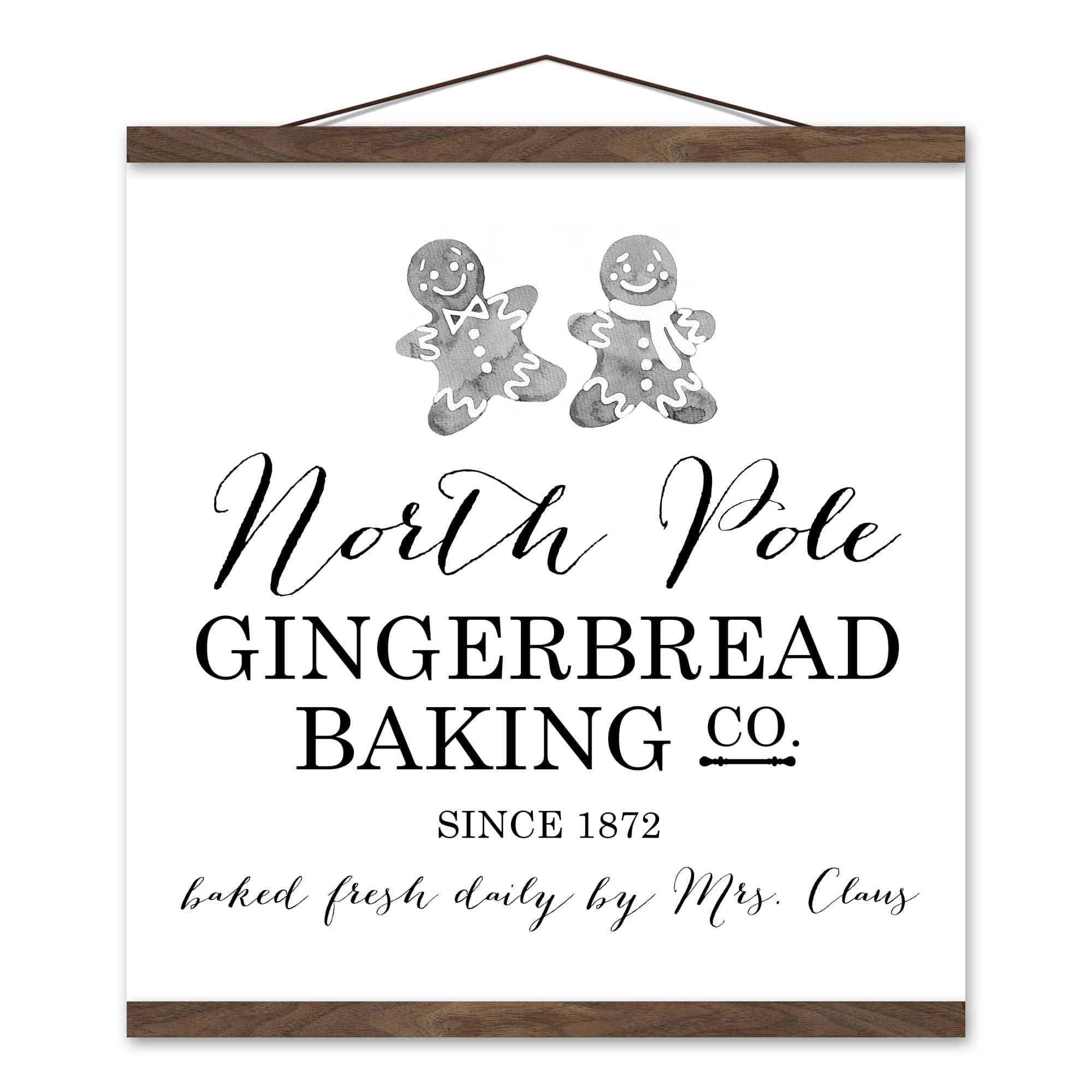 North Pole Gingerbread Co. 16x16 Teak Hanging Canvas