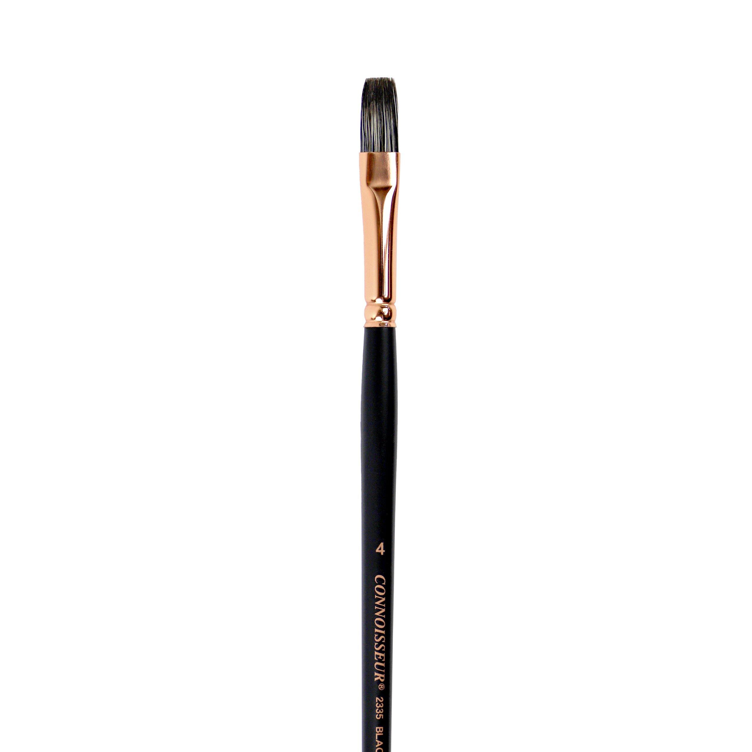 Connoisseur&#xAE; Black &#x26; White Hog Bristle Long Handle Flat Brush