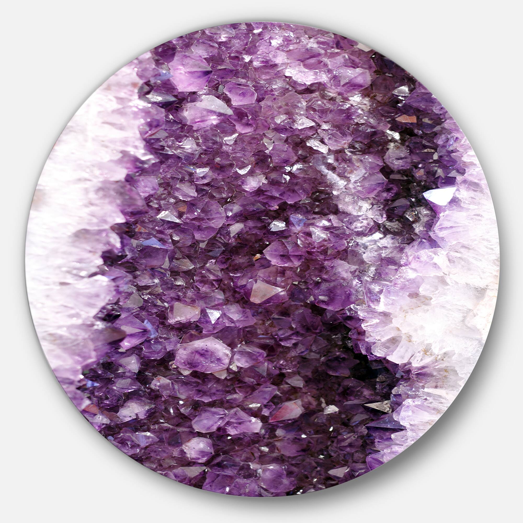 Designart - Purple Precious Stones&#x27; Abstract Circle Metal Wall Art