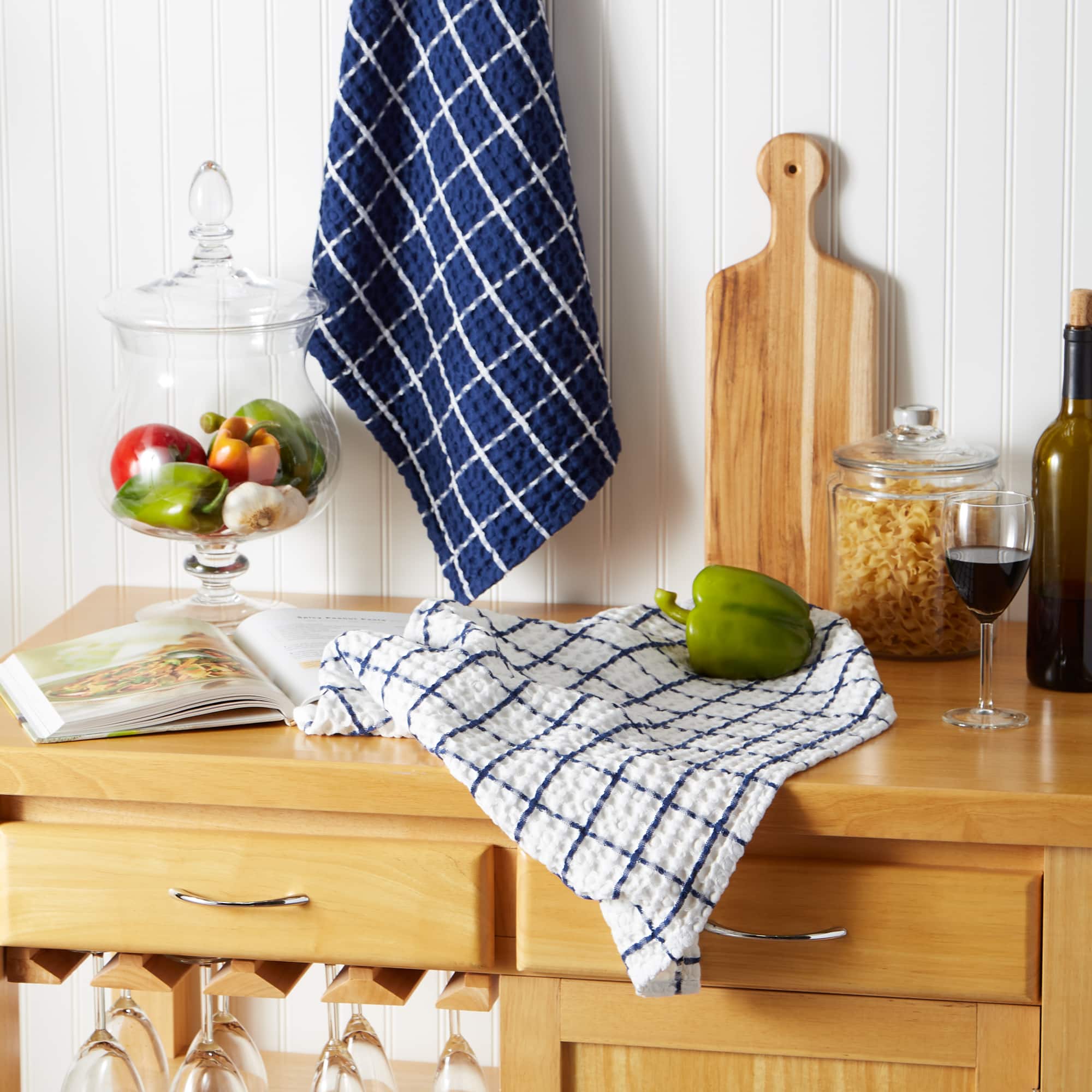 DII® Windowpane Oversized Washed Waffle Dishtowels, 2ct.