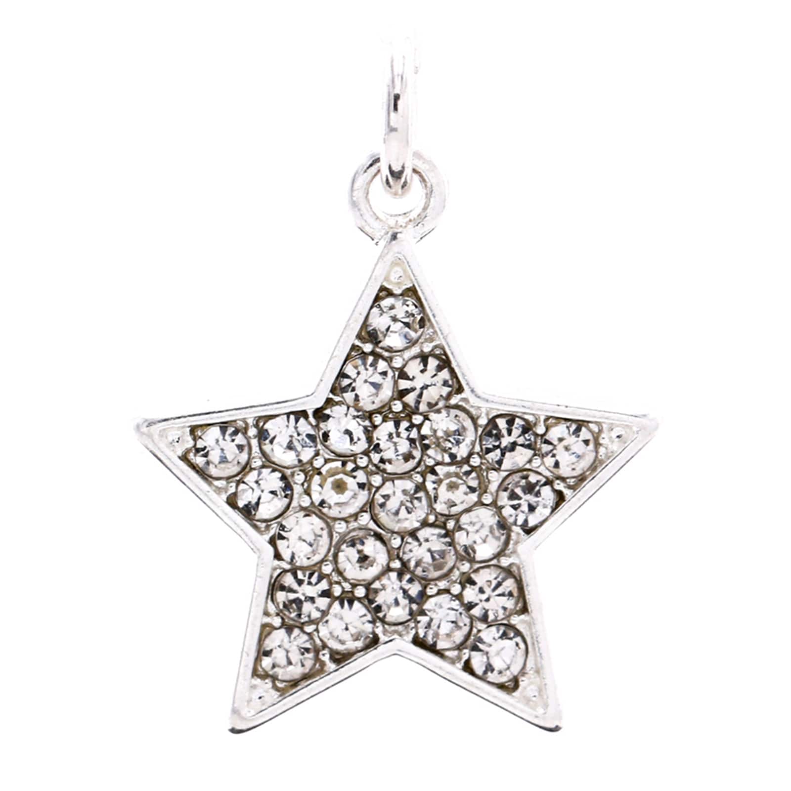 Charmalong™ Silver Plated & Stone Paved Star Charm by Bead Landing™