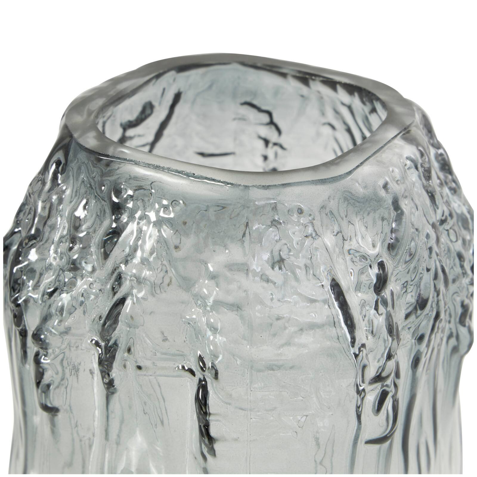 11" Gray & Clear Textured Rectangular Ombre Glass Vase