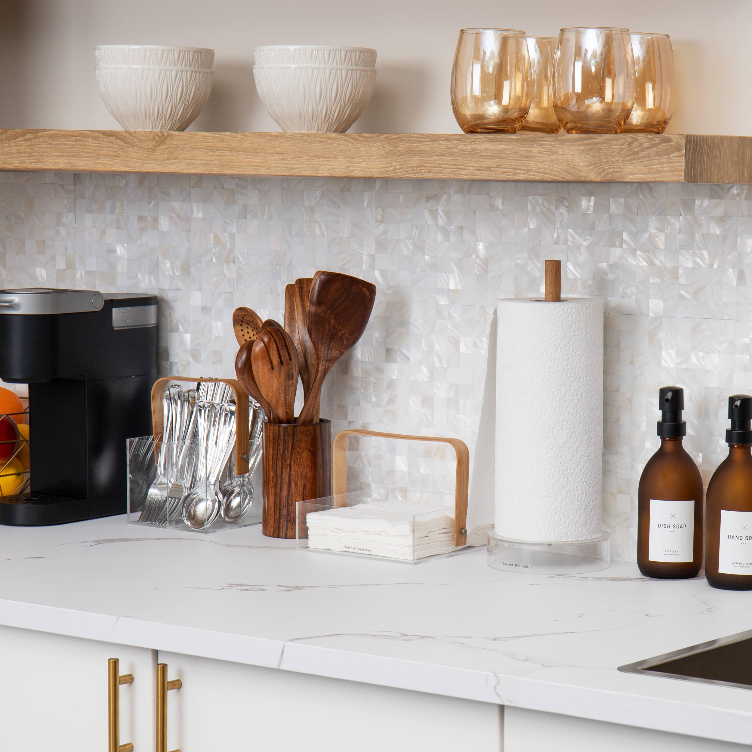 Mind Reader Bamboo & Acrylic Napkin Caddy