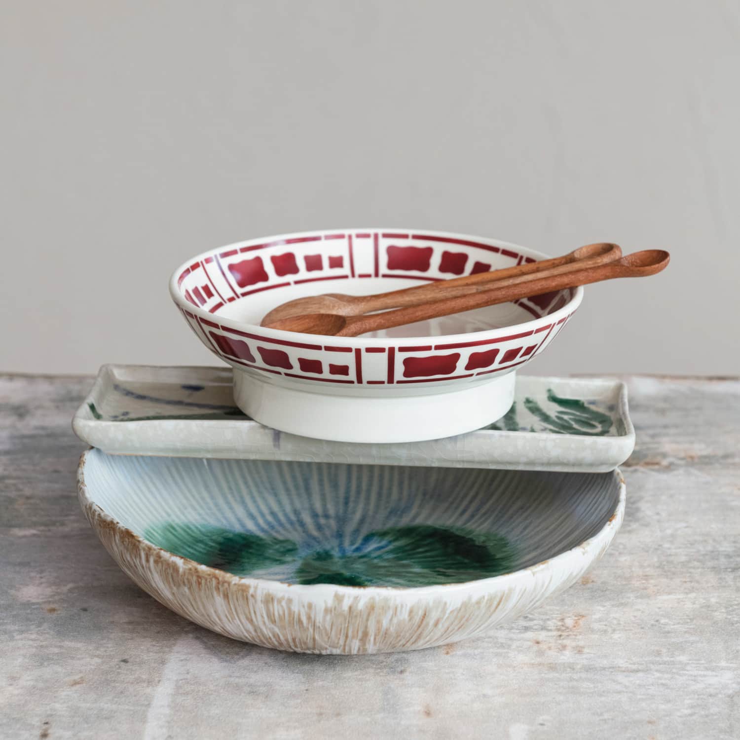 Hello Honey® 8.5" White & Rust Ceramic Footed Bowls, 2ct.