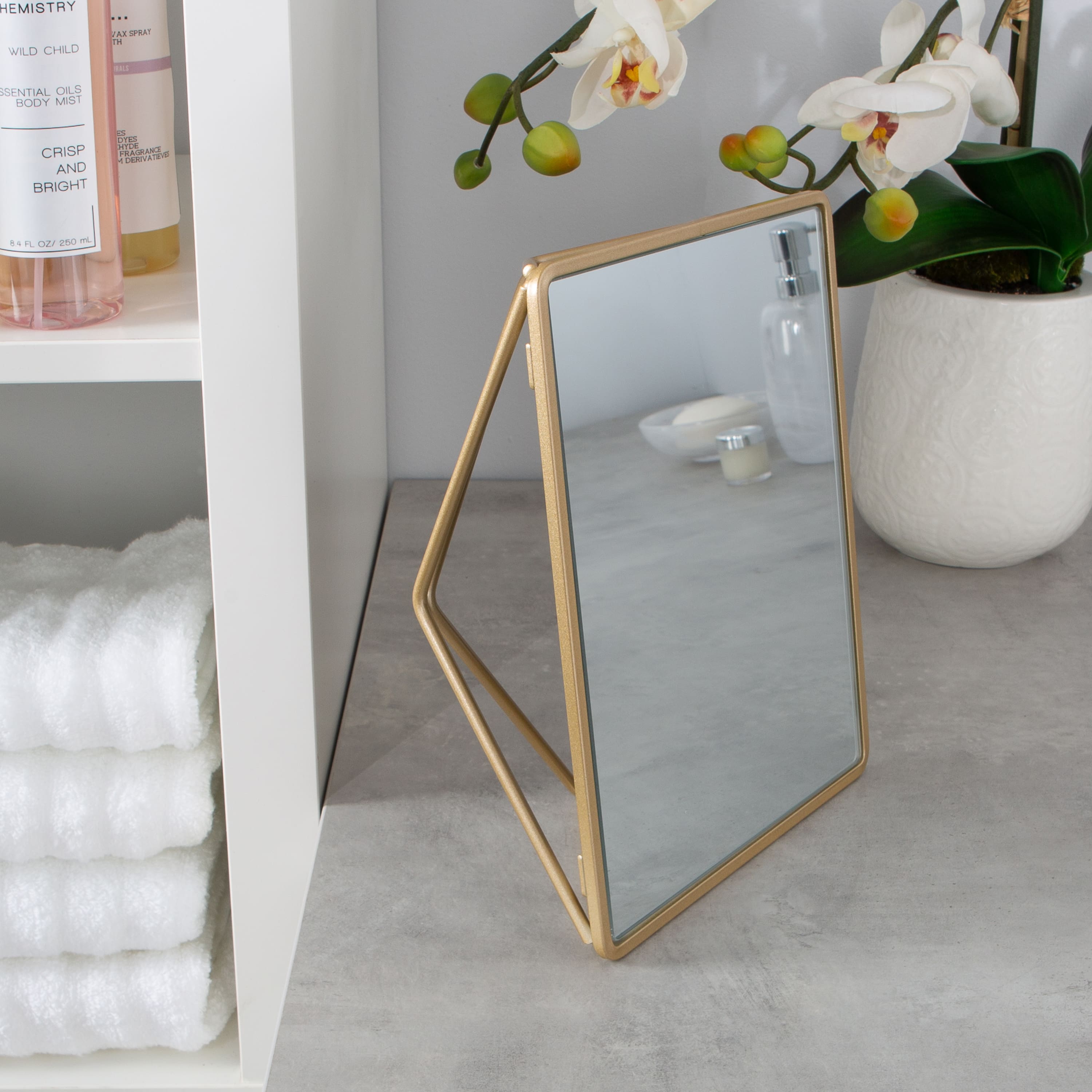 Home Details Gold Geometric Design Vanity Mirror