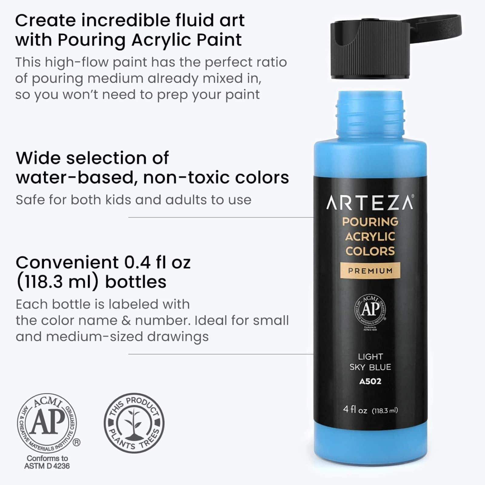 Arteza&#xAE; 8 Color Soft Tones Acrylic Pouring Paint Set