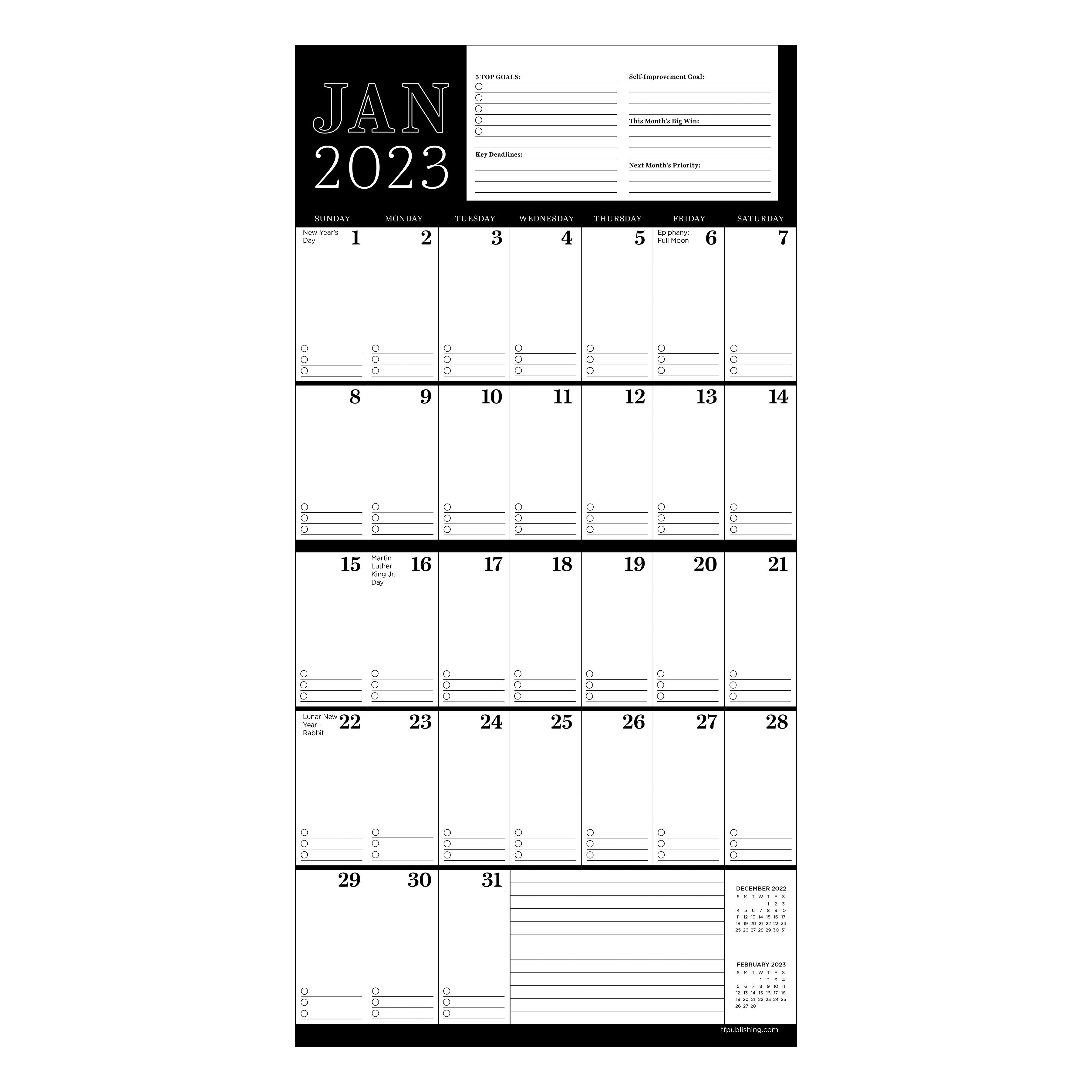 TF Publishing 2023 Big Grid The Executive Mini Calendar Desk