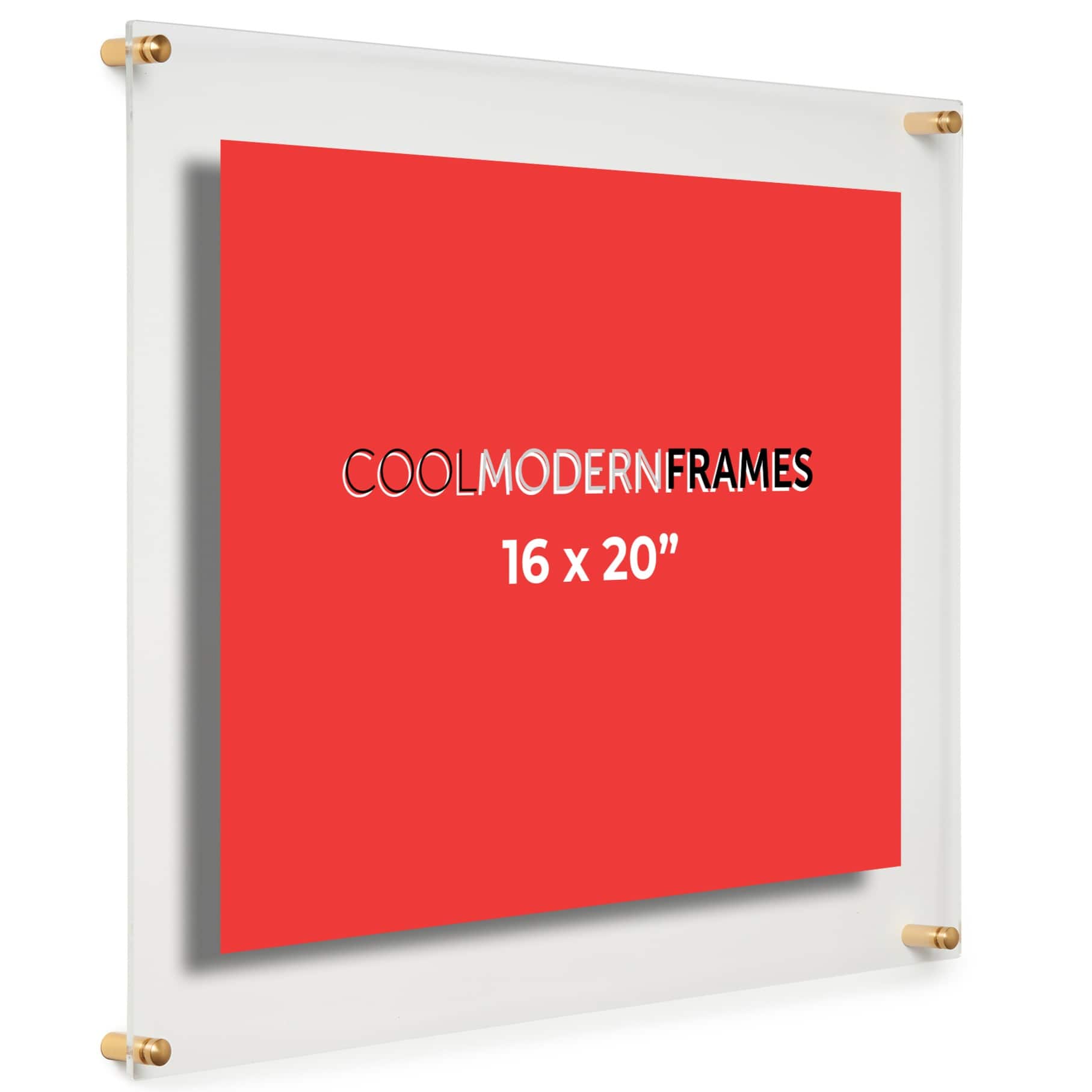 Cool Modern Frames Clear Acrylic Float Frame with Gold Hardware