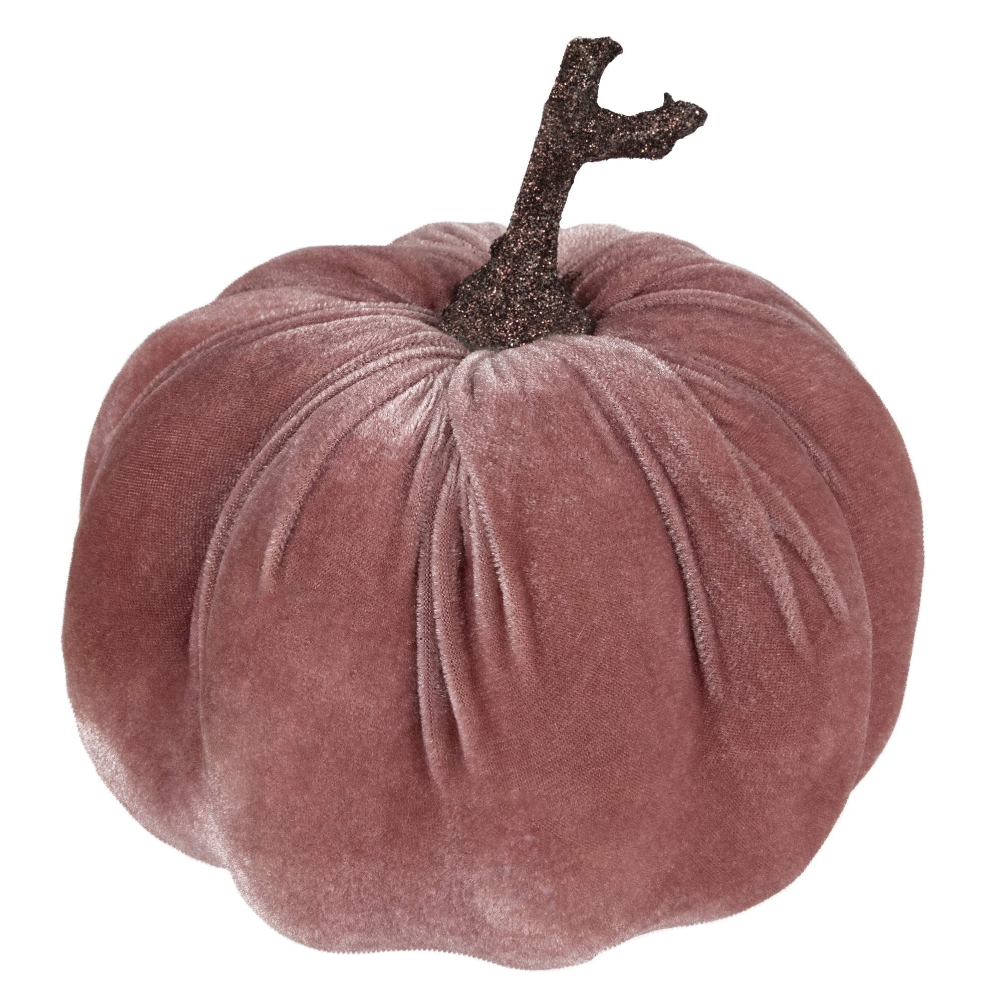 6.25&#x22; Pink Velour Pumpkin Fall Harvest Decoration