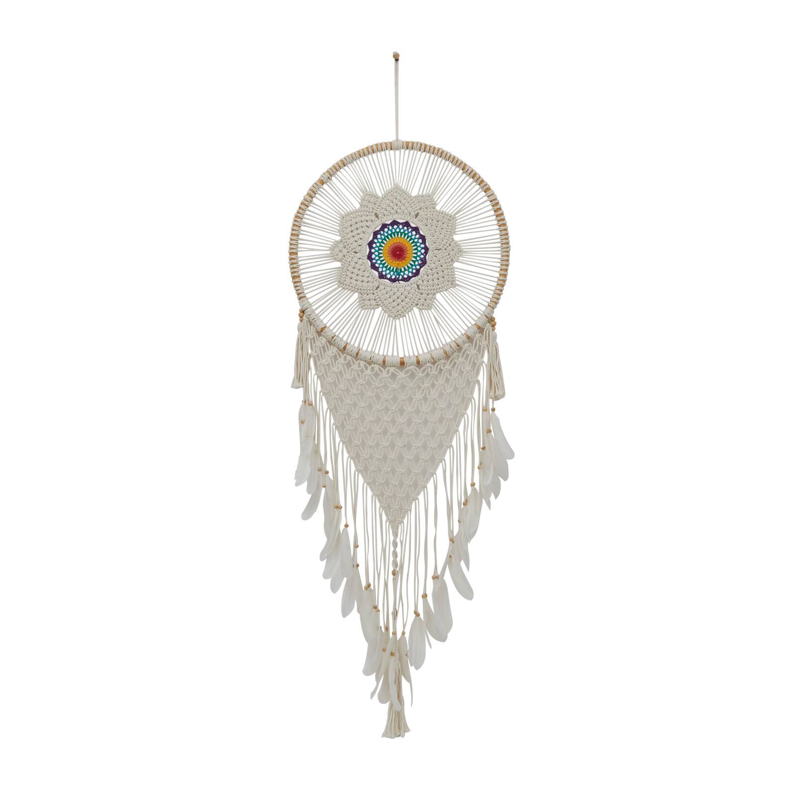 White Cotton Bohemian Dreamcatcher Wall Decor, 21&#x22; x 1&#x22; x 63&#x22;