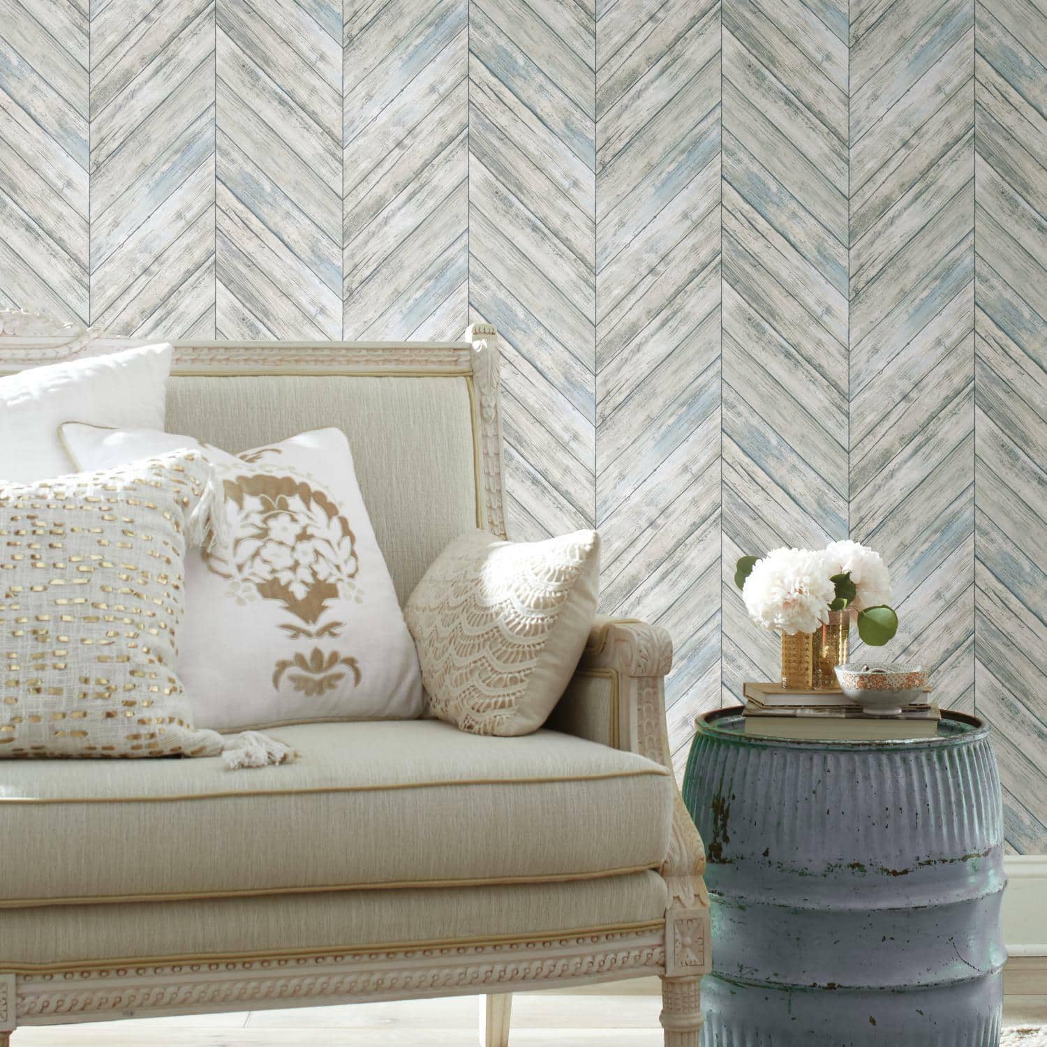 RoomMates Herringbone Wood Boards Peel & Stick Wallpaper
