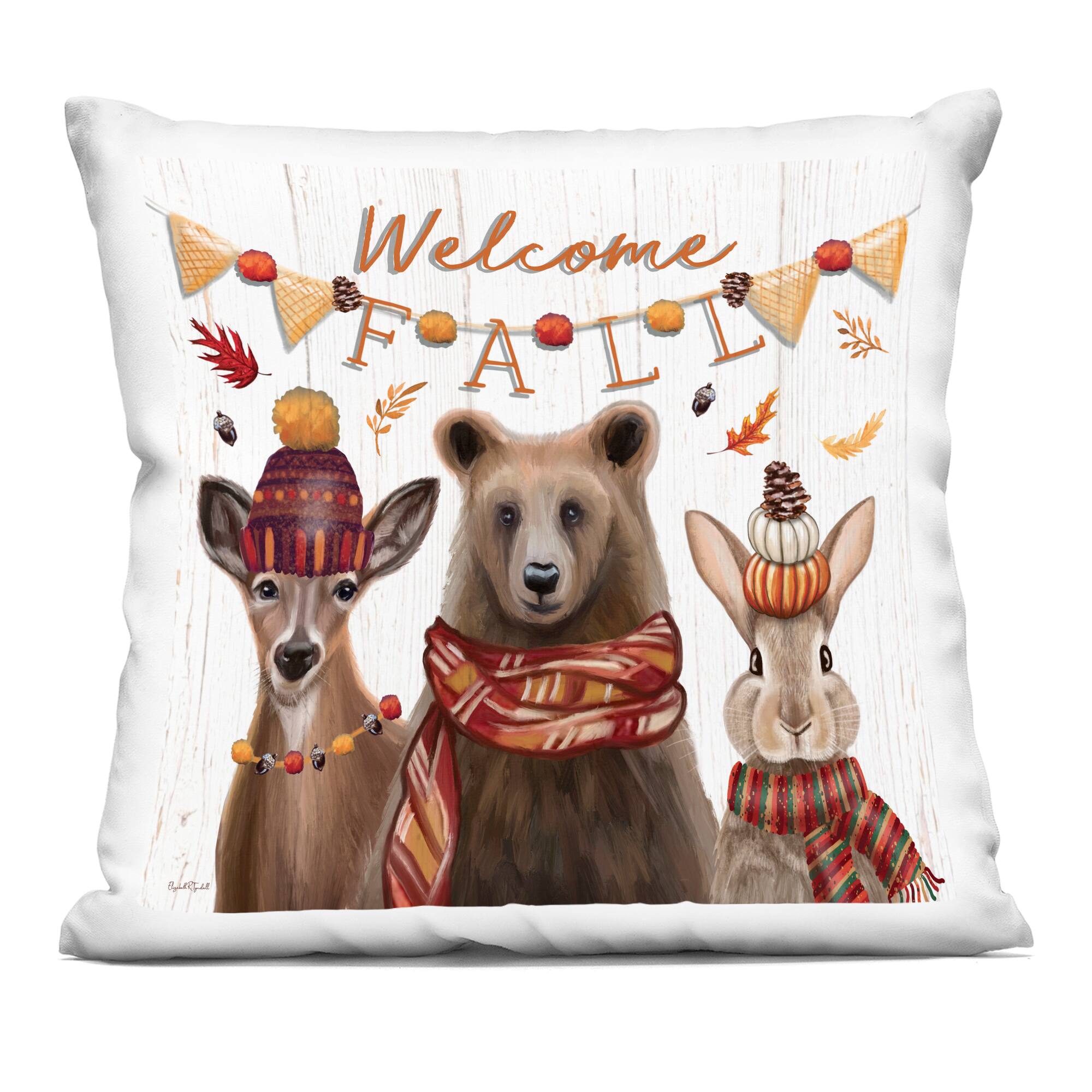 Stupell Industries Welcome Fall Woodland Animals Decorative Printed Throw Pillow