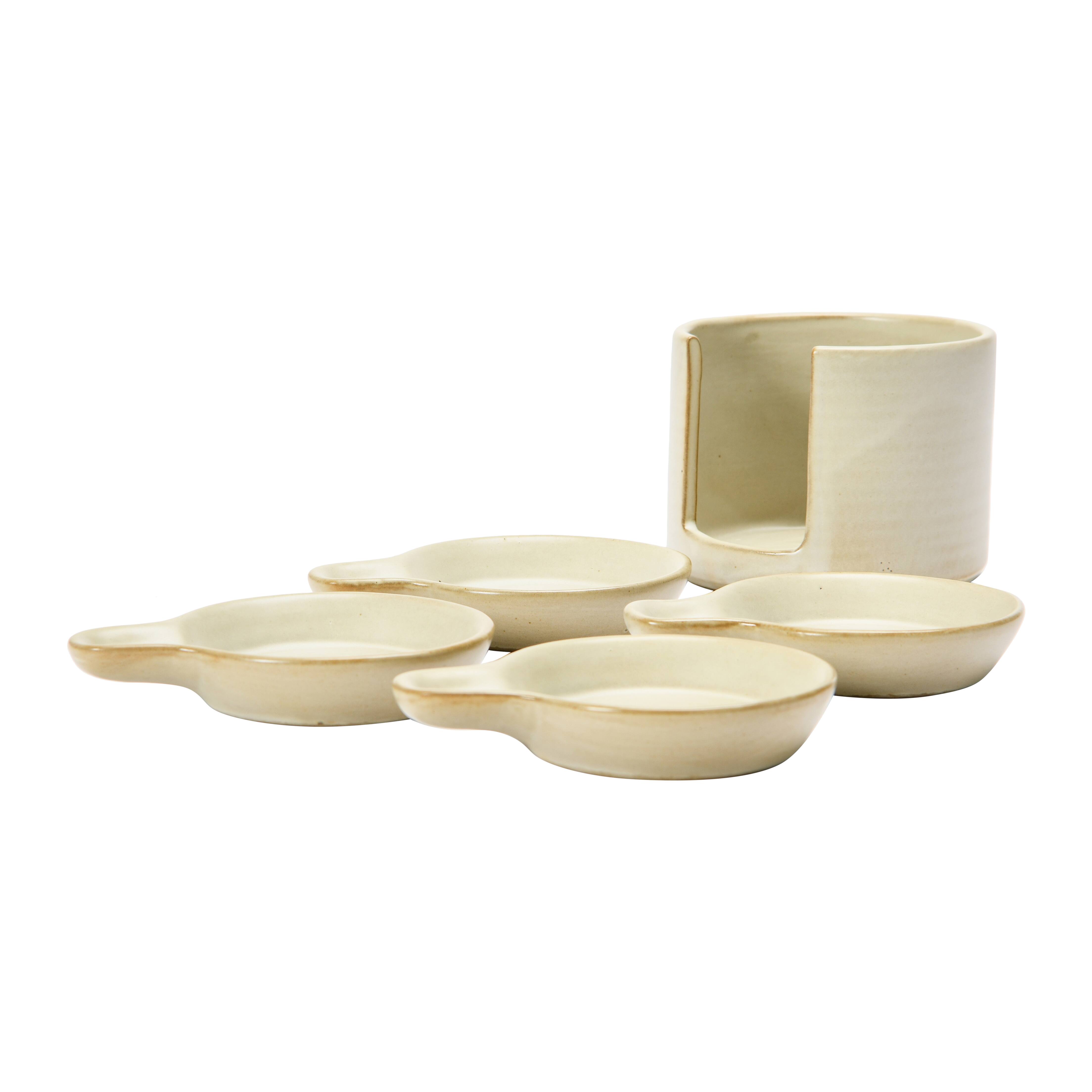 Hello Honey® Cream Stoneware Snack Dish Set