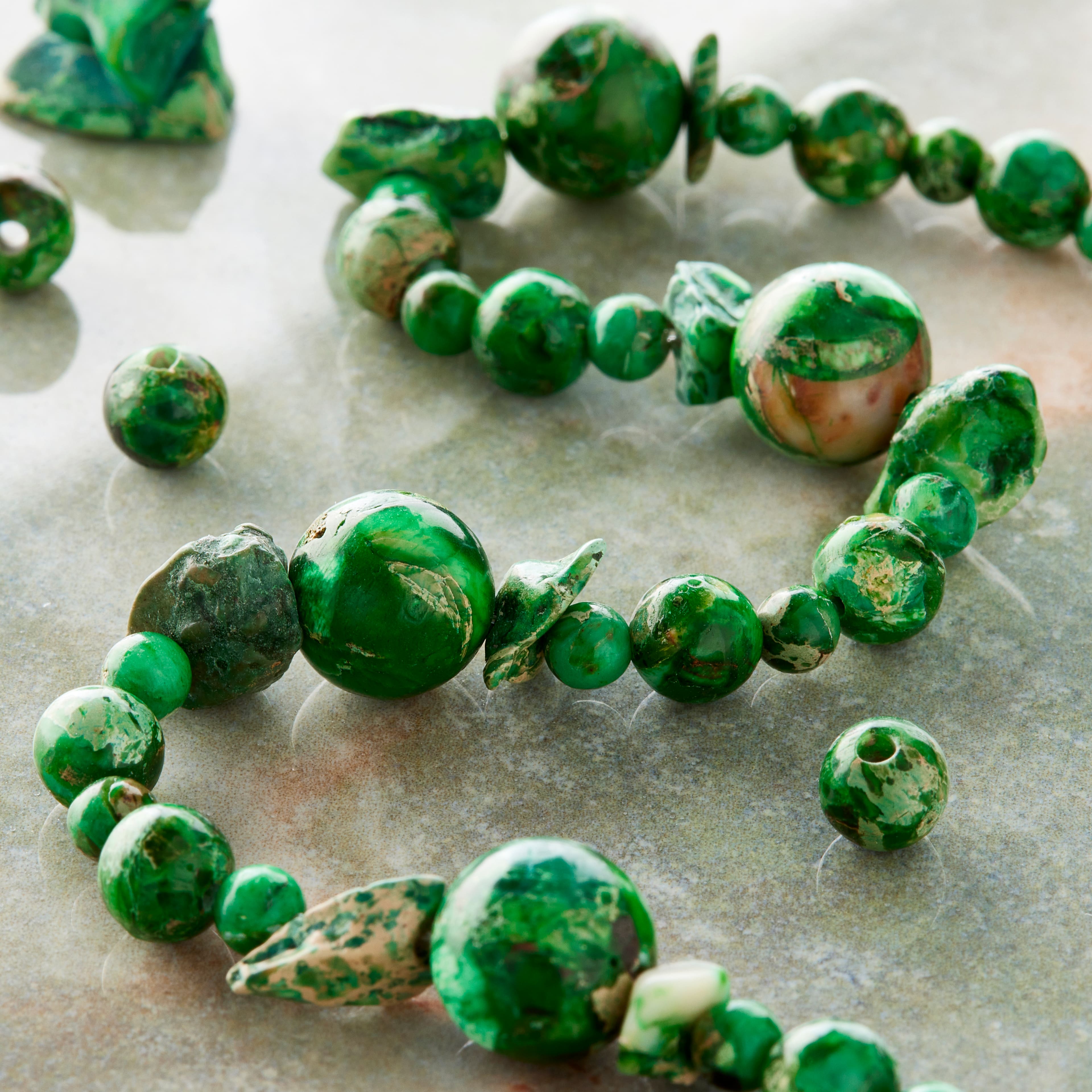 6 Pack: Green Jasper Stone Mix Beads by Bead Landing™