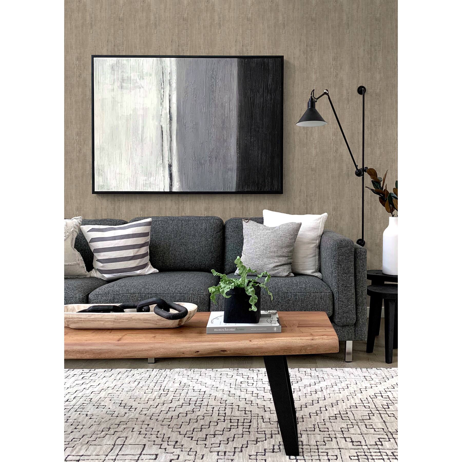 RoomMates Taupe Dimensional Natural Wood Peel &#x26; Stick Wallpaper