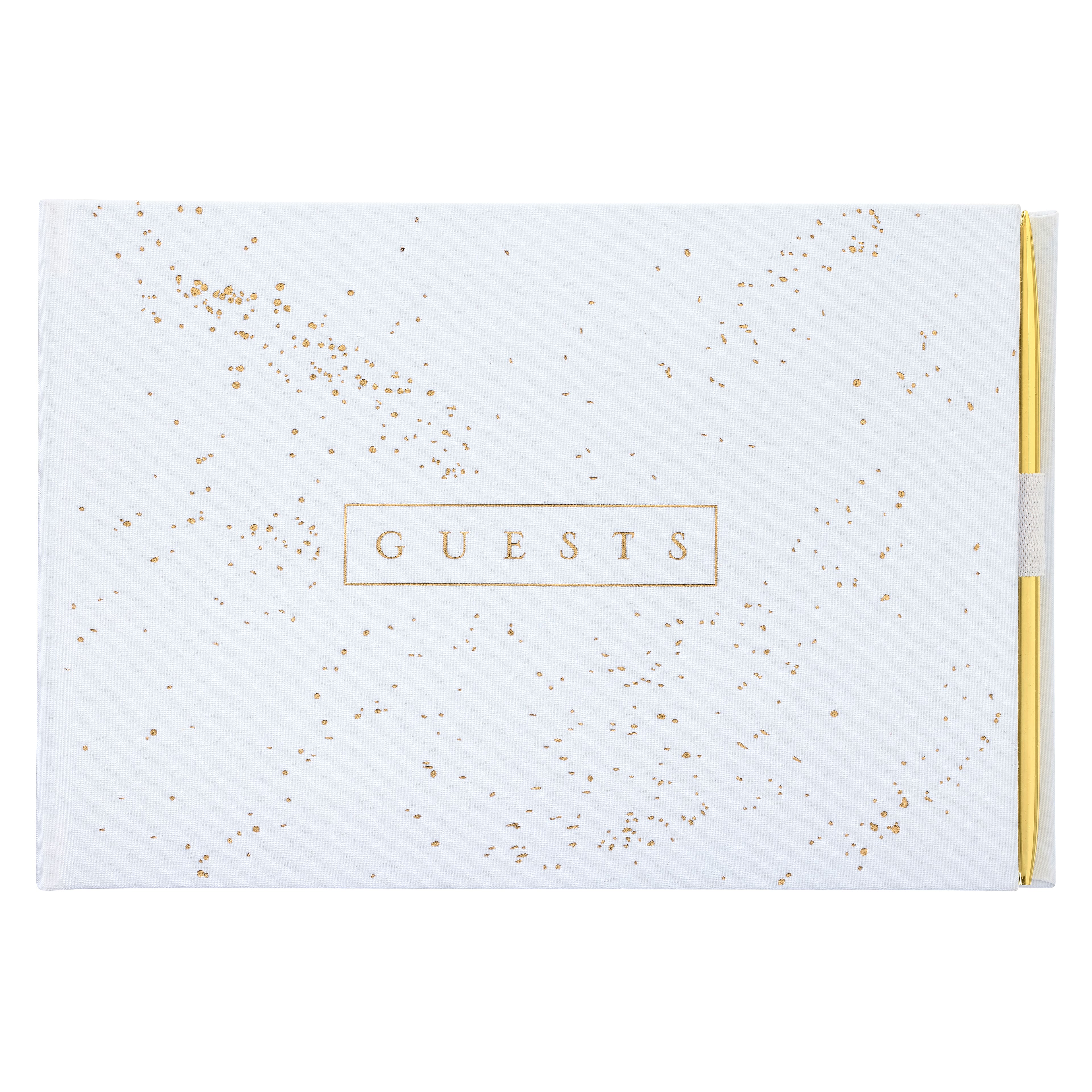 Style Me Pretty Gold & White Guestbook with Pen - Each