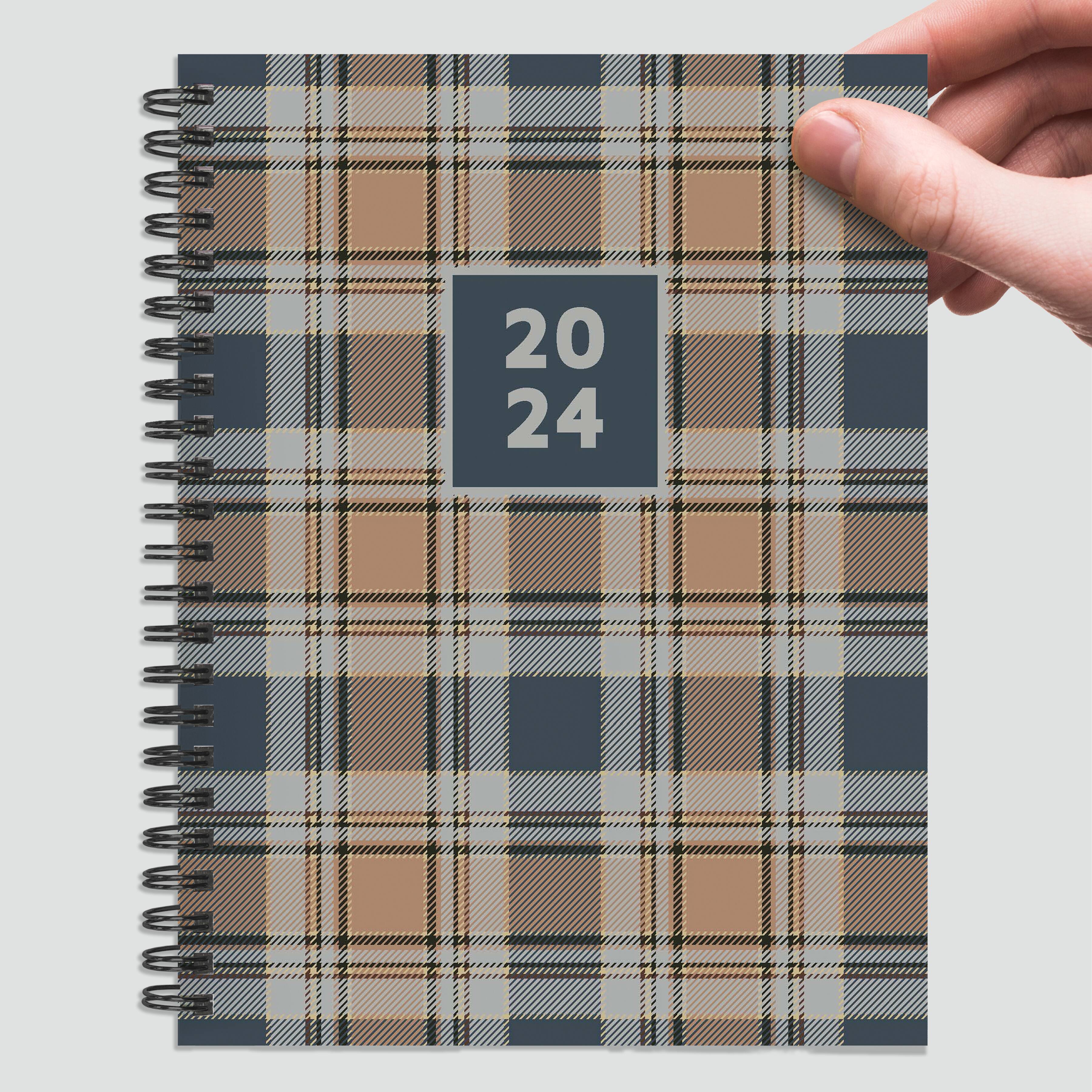 TF Publishing 2024 Neutral Plaid Medium Weekly Monthly Planner