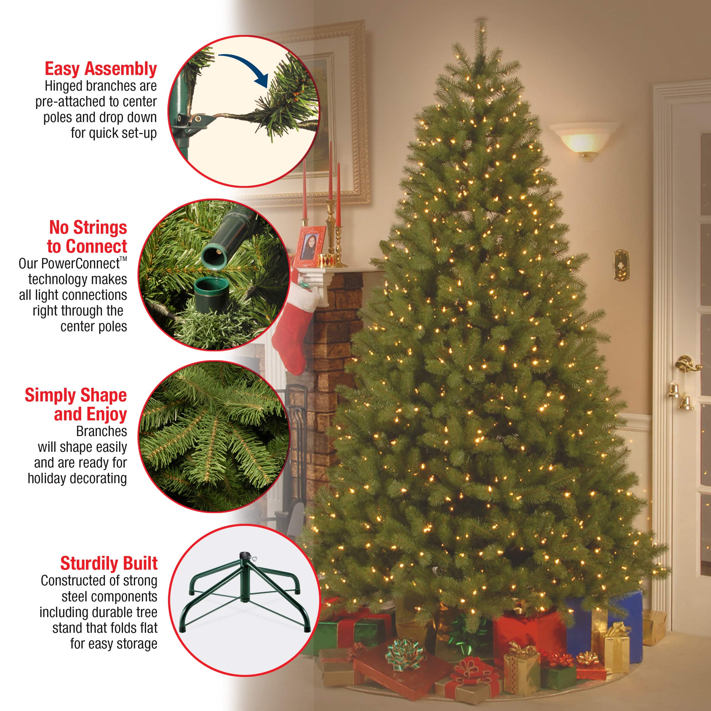 6.5 ft. Pre-lit Feel Real&#xAE; PowerConnect&#x2122; Downswept Douglas Fir Full Artificial Christmas Tree, Dual Color&#xAE; LED Lights