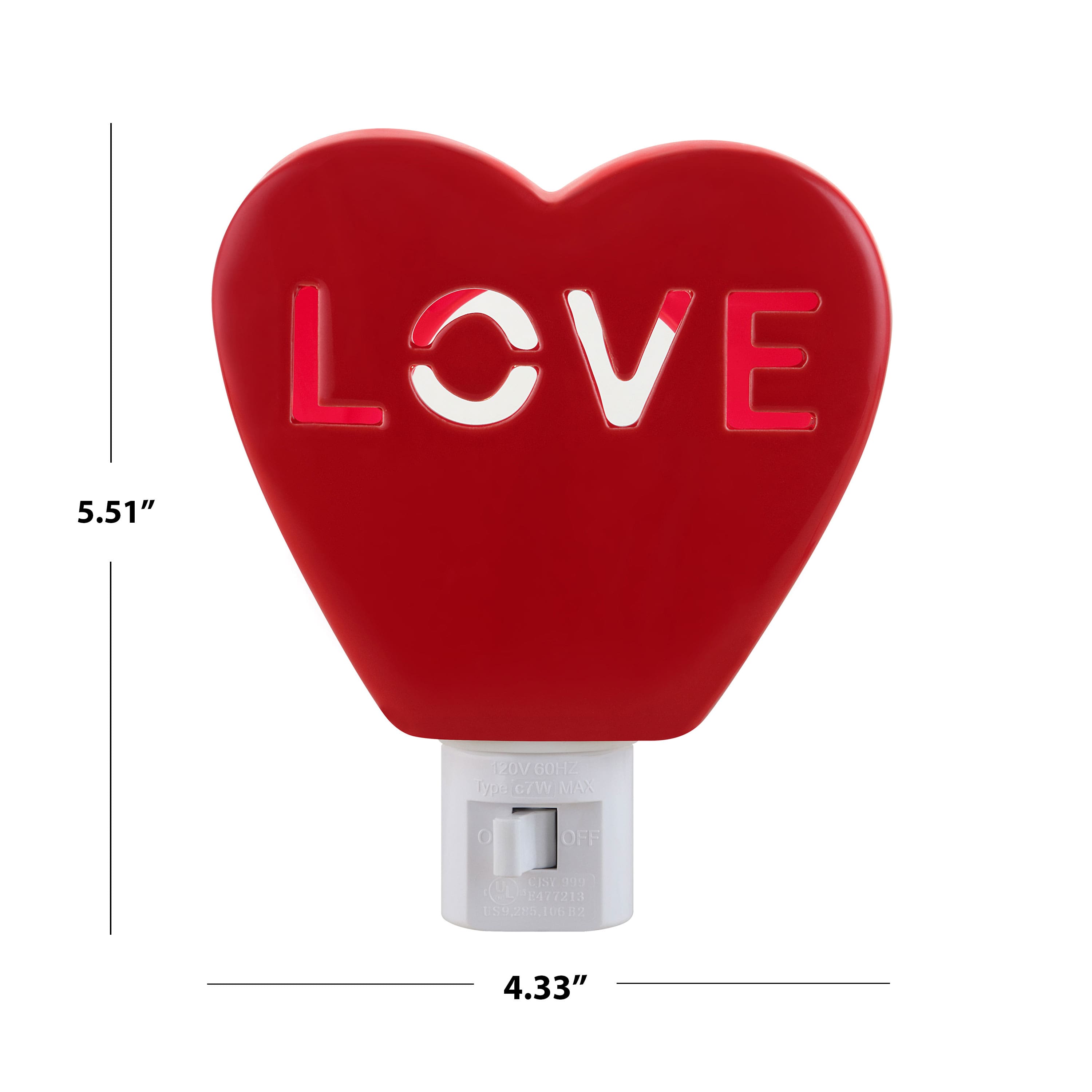 Miss Valentine Red Ceramic Candy Heart Love Nightlight