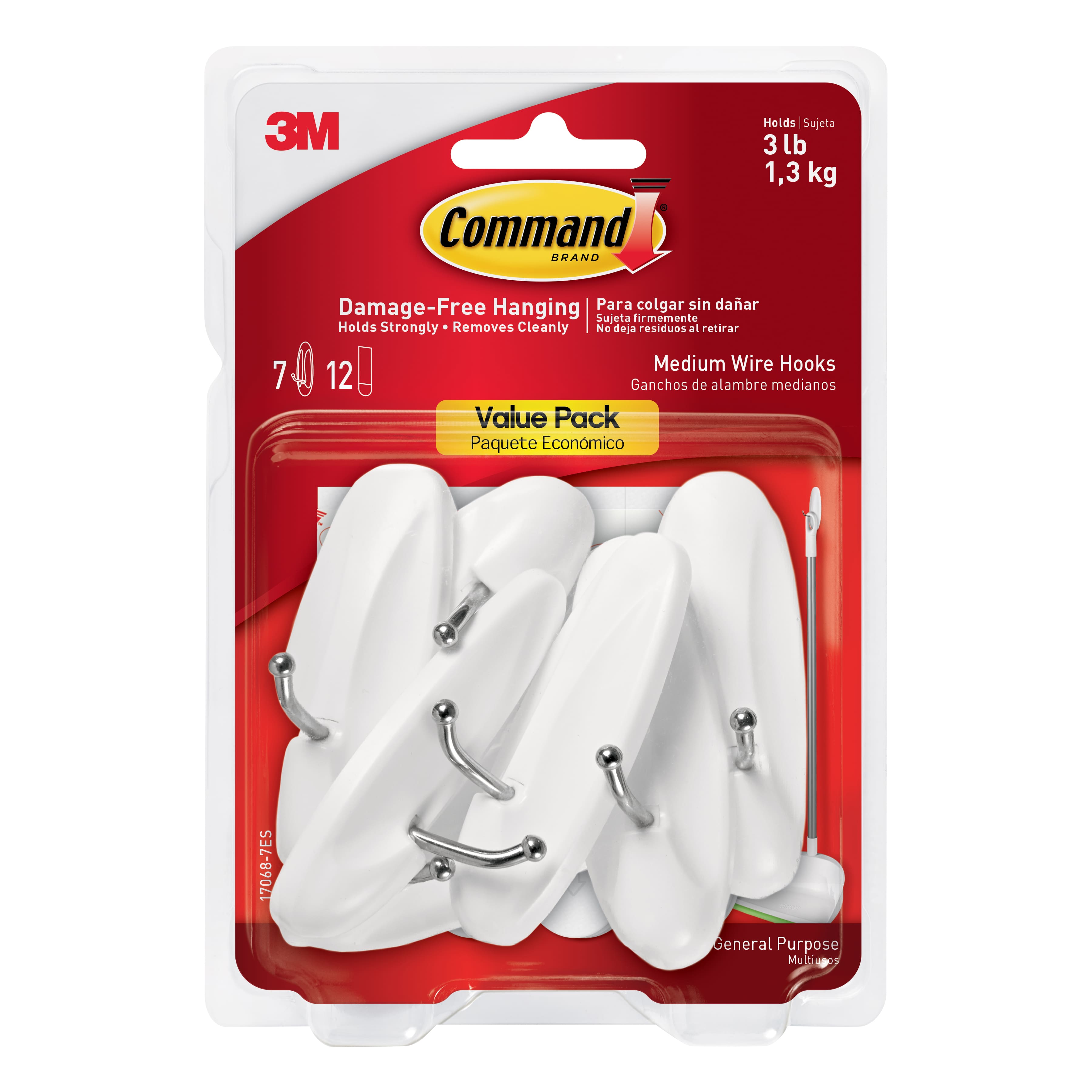 12 Packs: 7 ct. (84 total) Command&#x2122; White Medium Wire Hooks