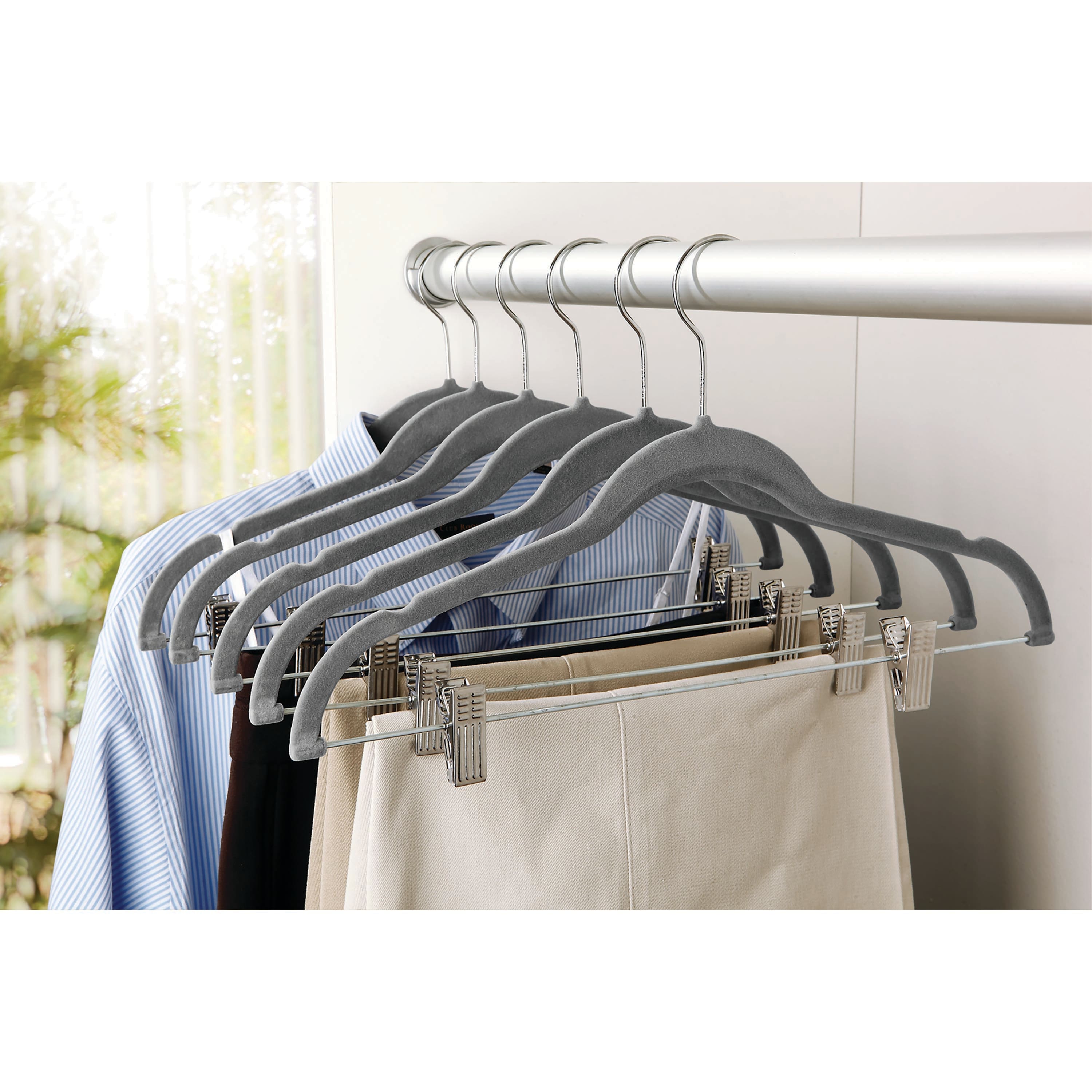 Simplify Slim Velvet Hangers with Clips, 6ct.