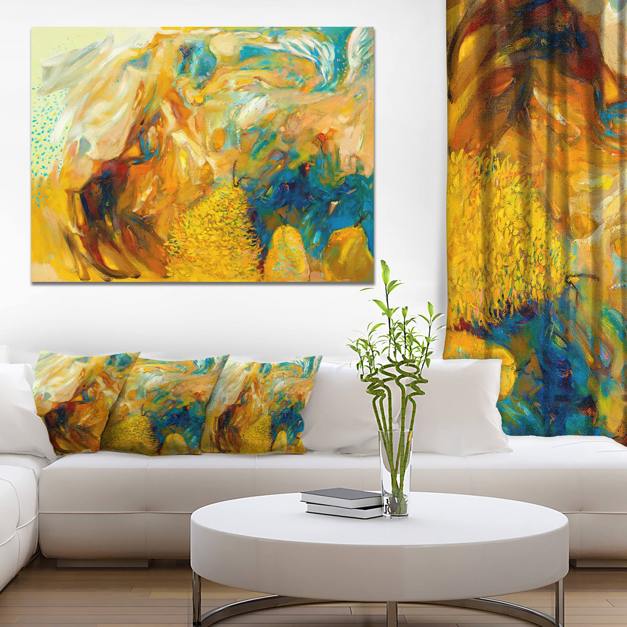 Designart - Abstract Yellow Collage - Large Abstract Canvas Print
