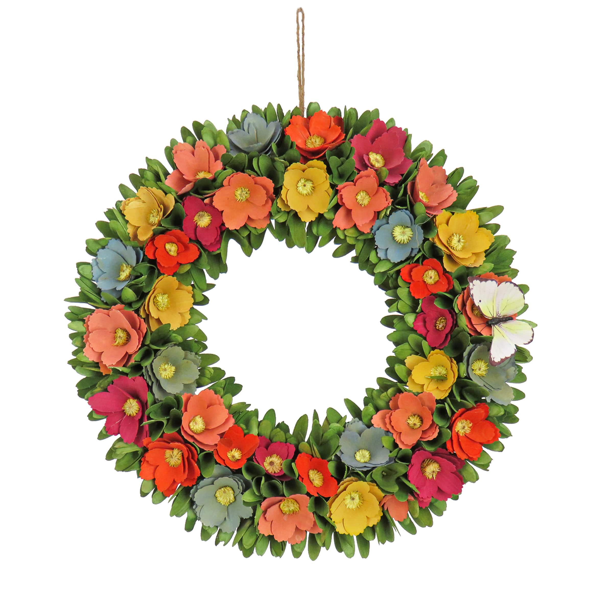 20" Spring Floral & Butterfly Wreath