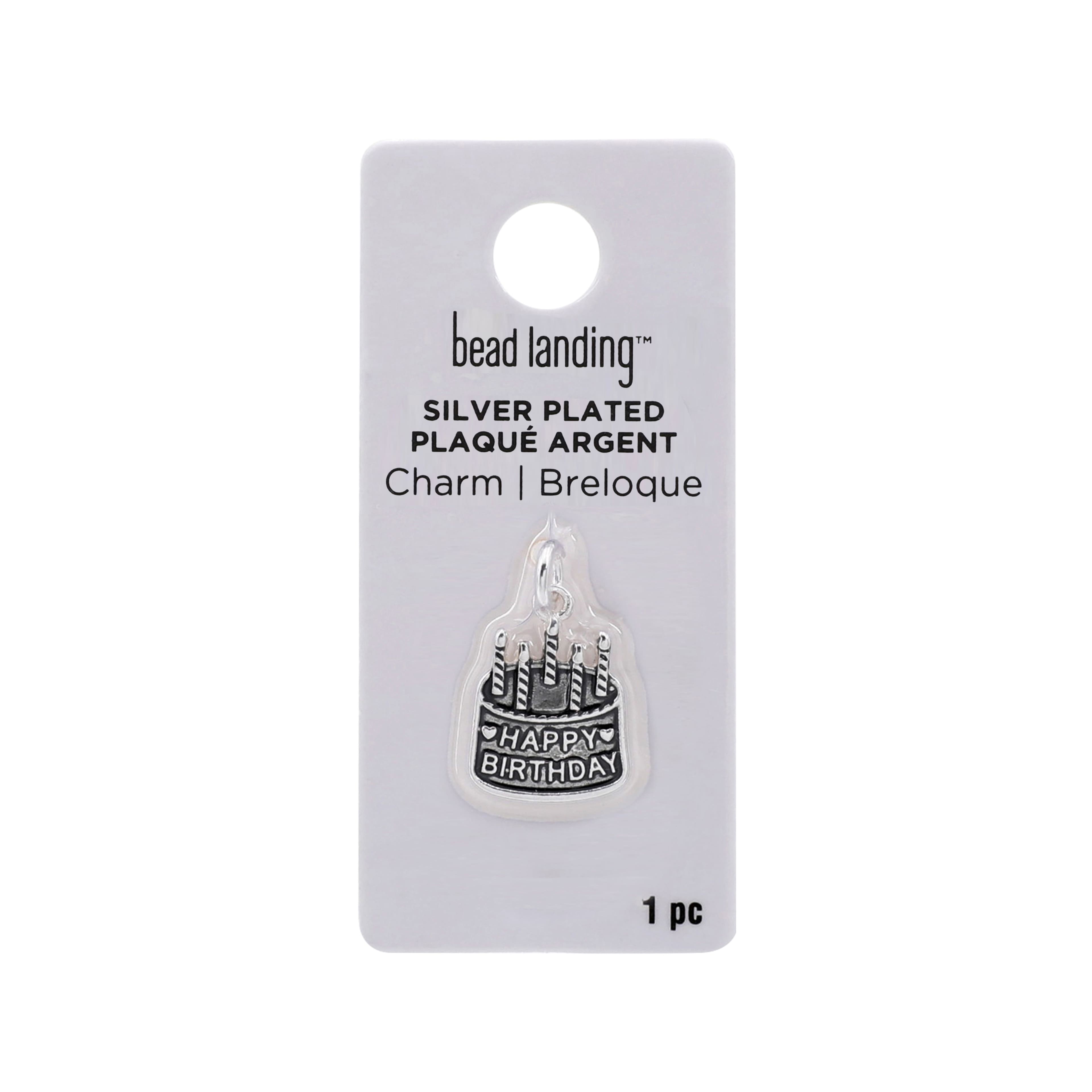 Silver Plated Birthday Cake Charm by Bead Landing&#x2122;