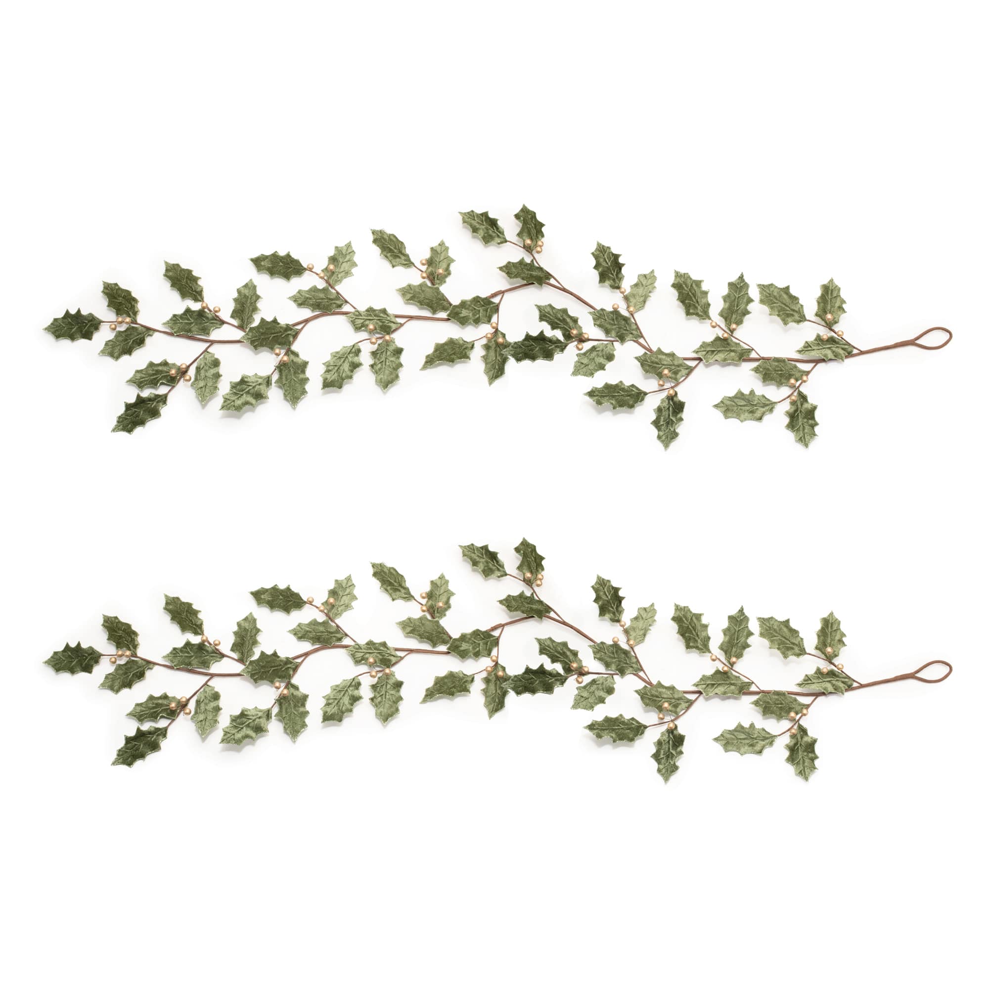 6ft. Glittered Holly Leaf Garlands, 2ct.