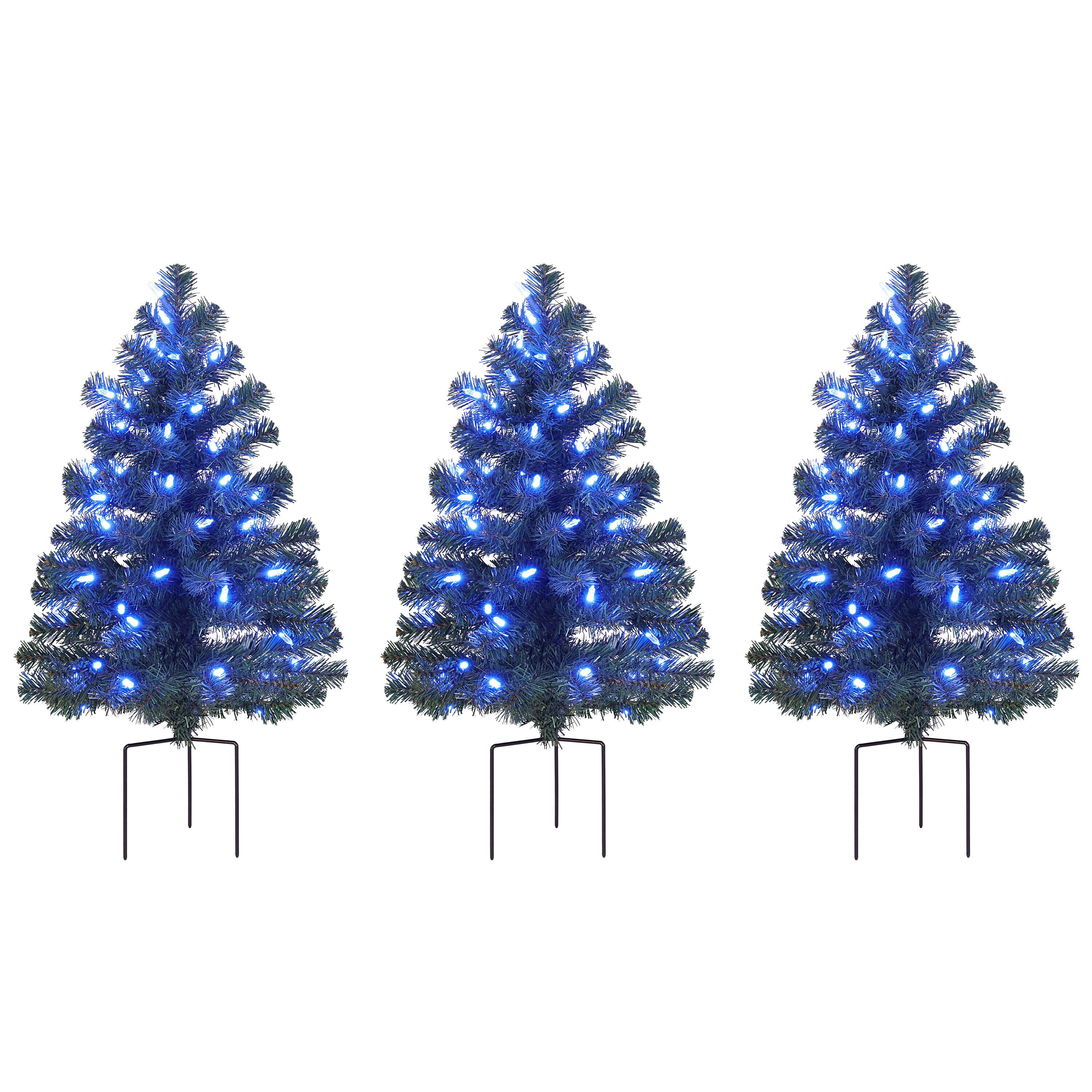 3ct. Pre-Lit Alexa Enabled Pathway Artificial Christmas Tree Set