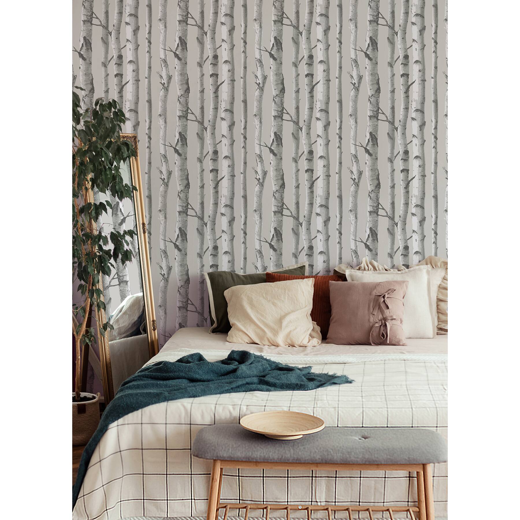 InHome Birch Forest Gray Peel & Stick Wallpaper
