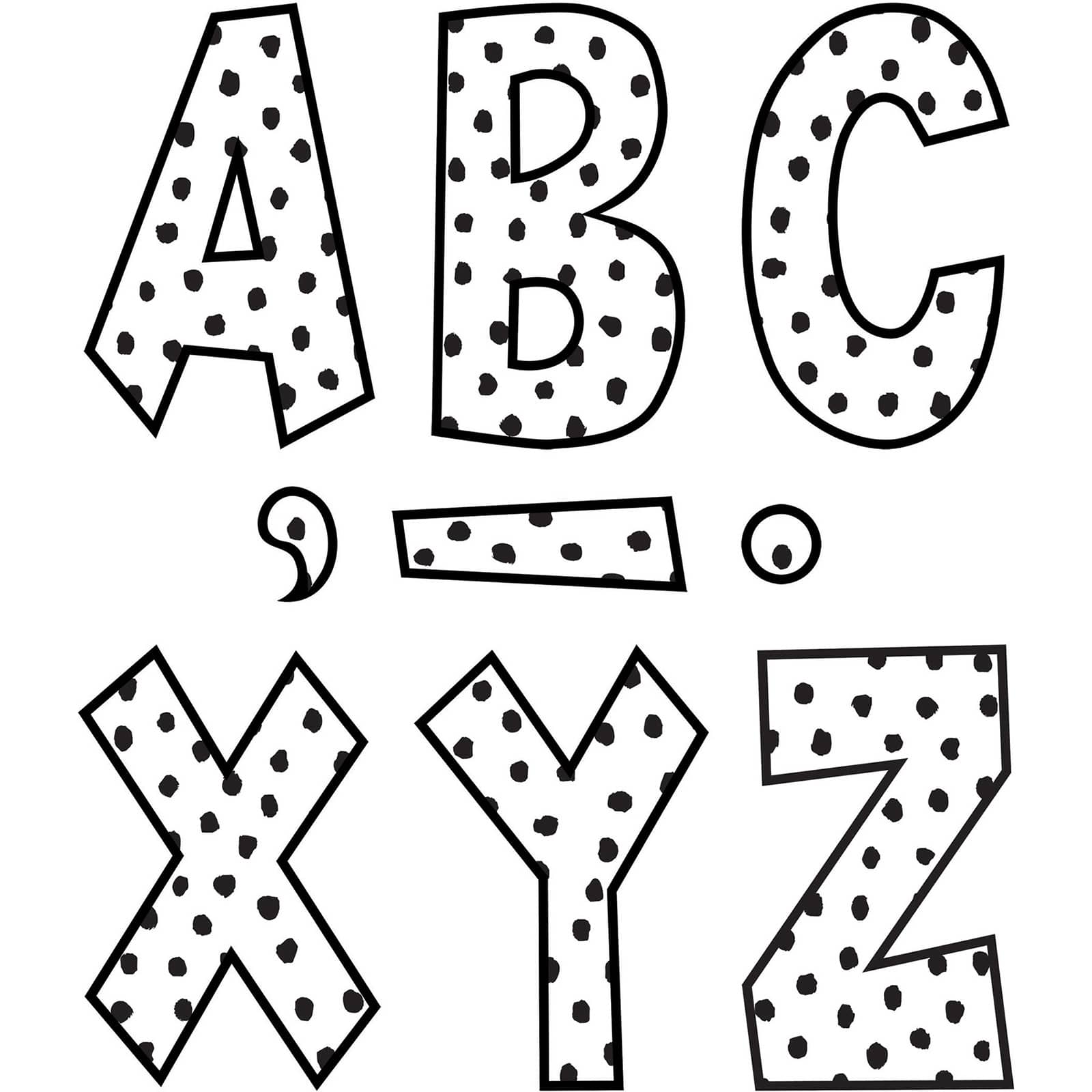 Teacher Created Resources 7" Black Painted Dots on White Fun Font Letters, 3 Packs of 120