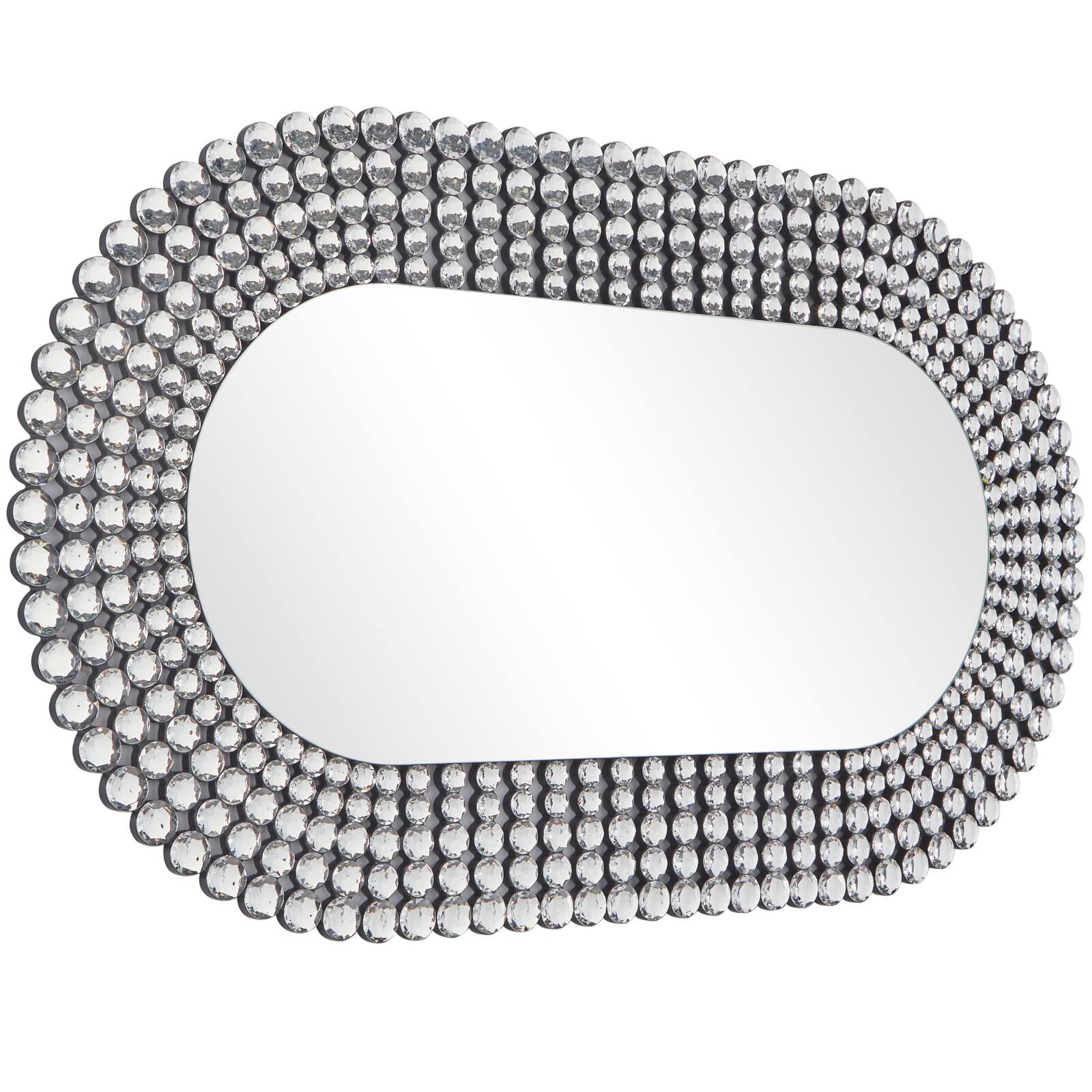 Silver Glass Radial Crystal Frame Wall Mirror 28&#x22; x 1&#x22; x 48&#x22;
