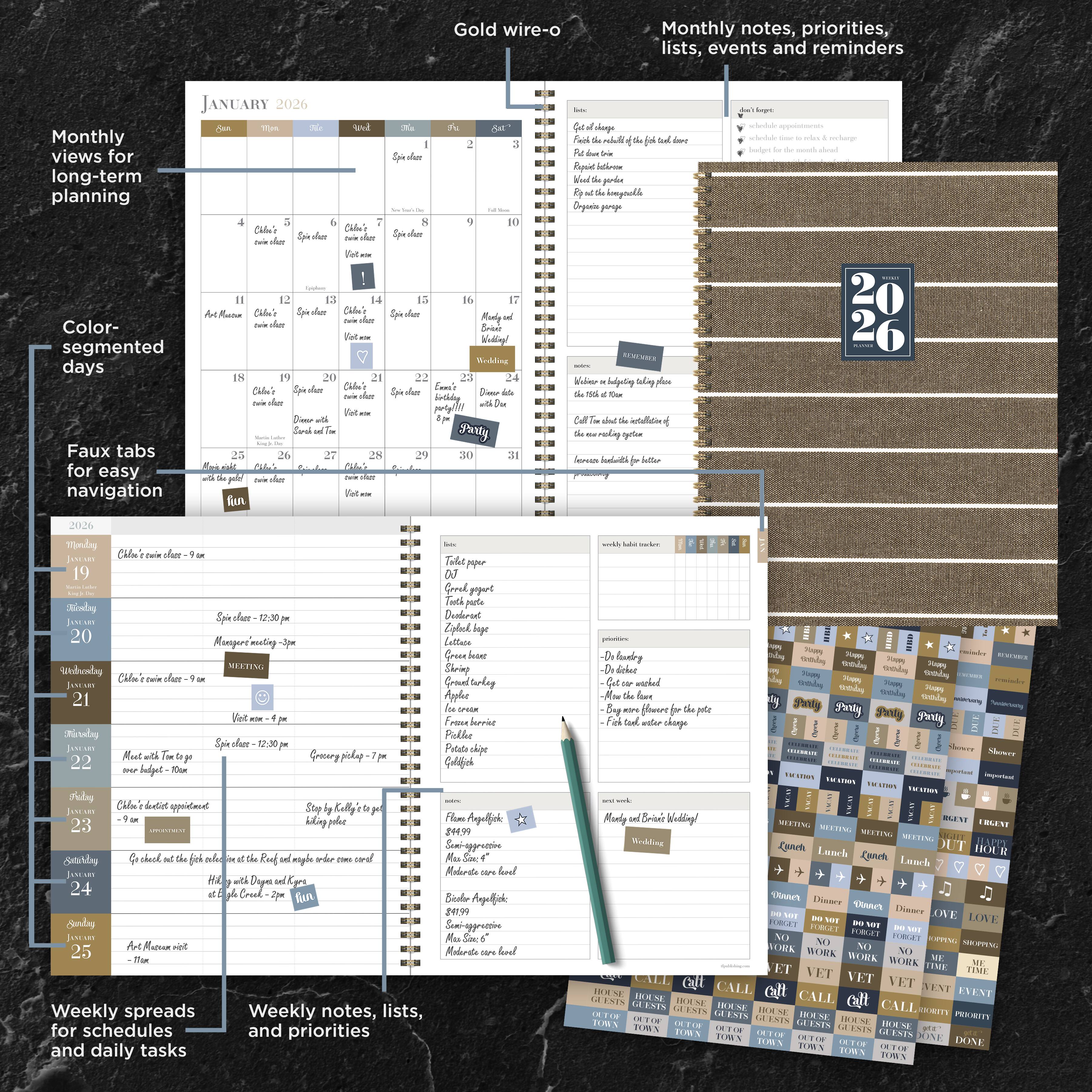 2026 Linen Large Weekly Monthly Planner