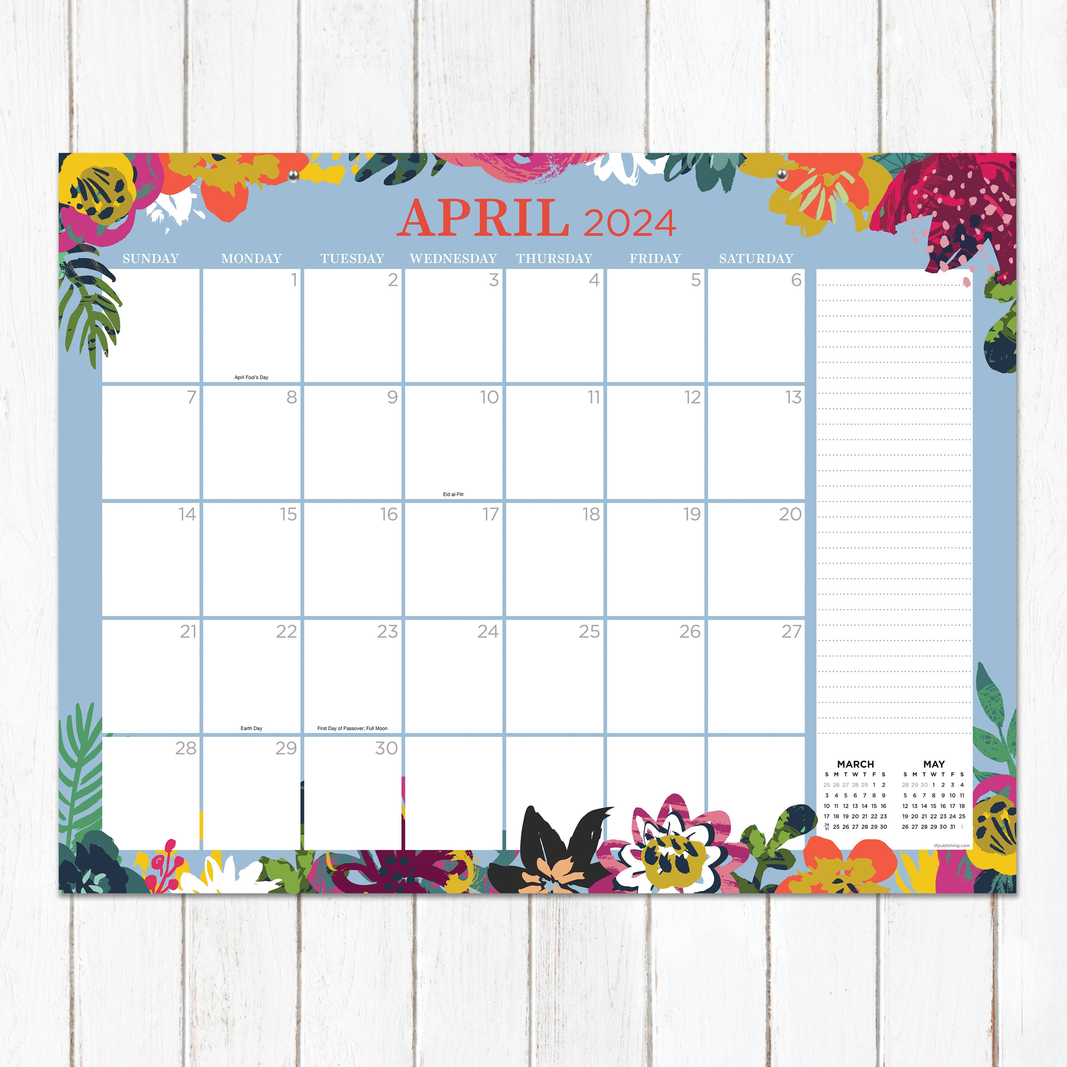 TF Publishing 2024 Floral Large Desk Pad Monthly Blotter Calendar
