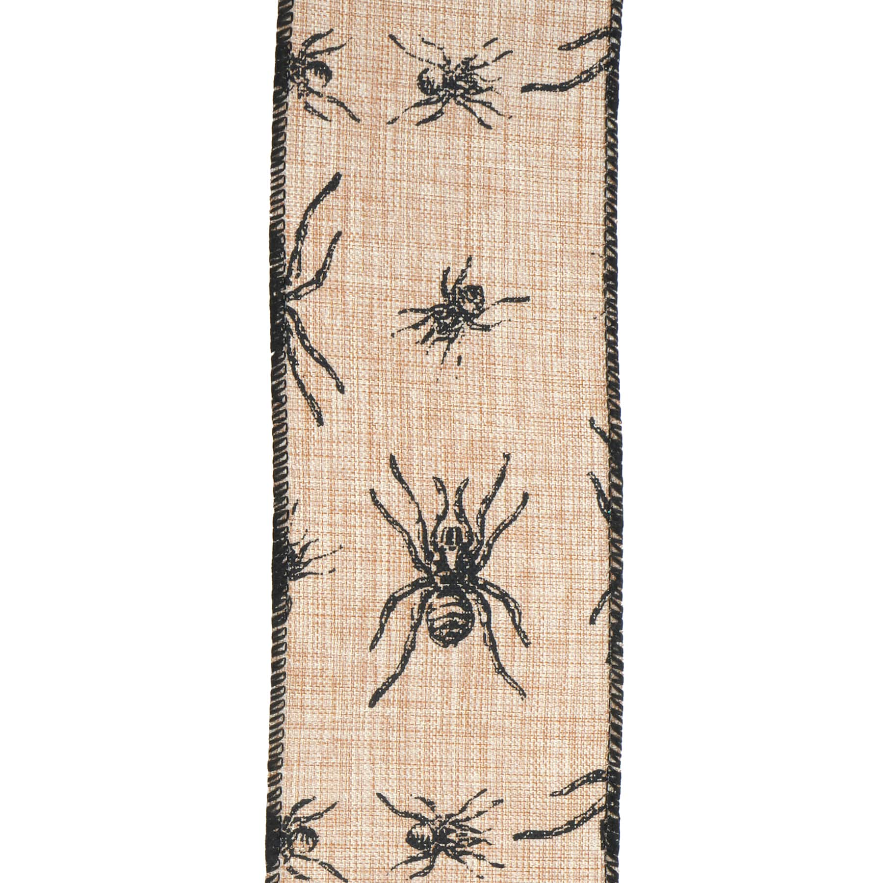2.5&#x22; x 20ft. Spider Wired Faux Linen Ribbon by Celebrate It&#xAE; Halloween